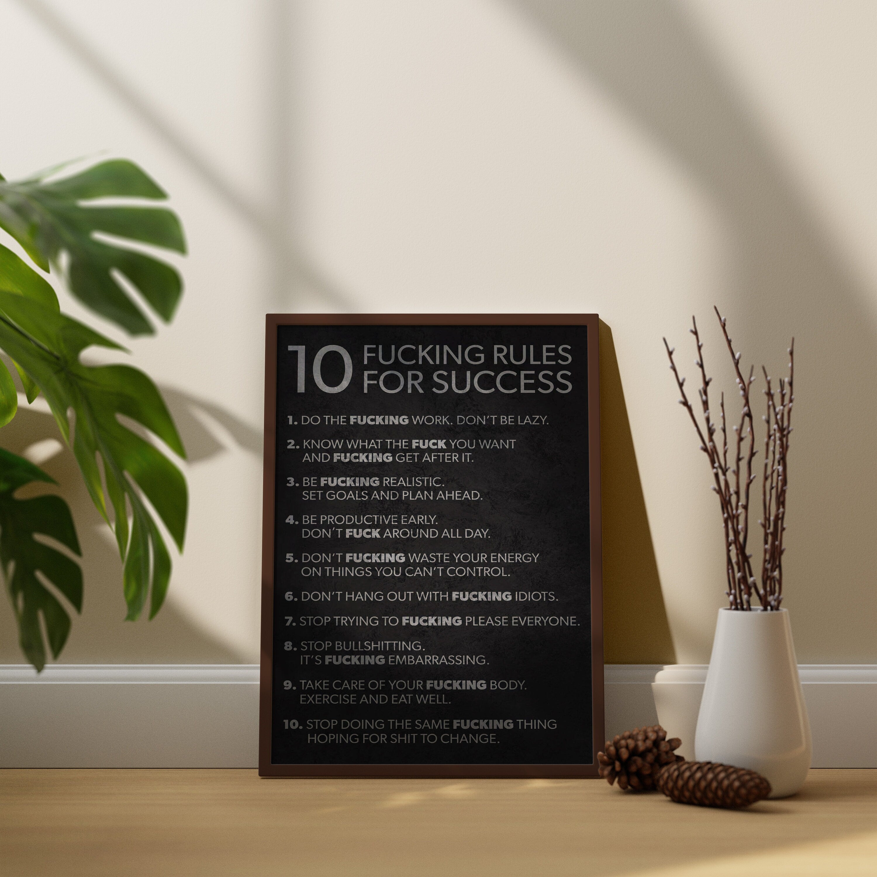 10 Rules Succes Quote Canvas Wall Decor