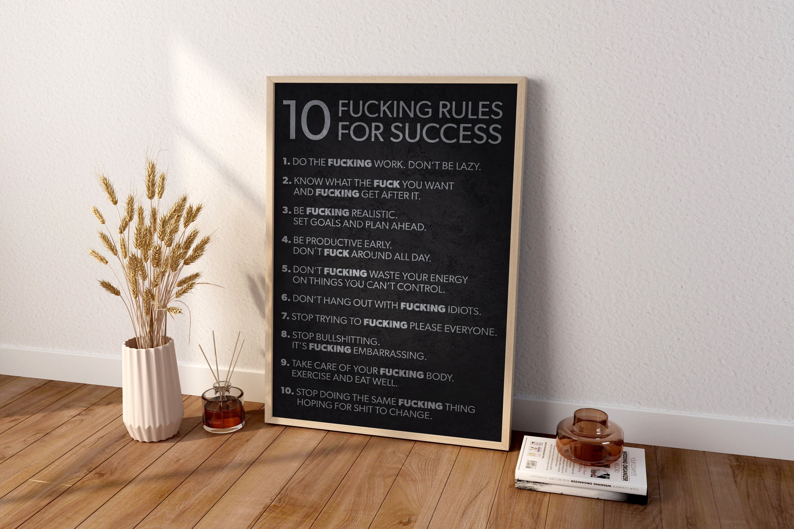 10 Rules Succes Quote Canvas Wall Decor