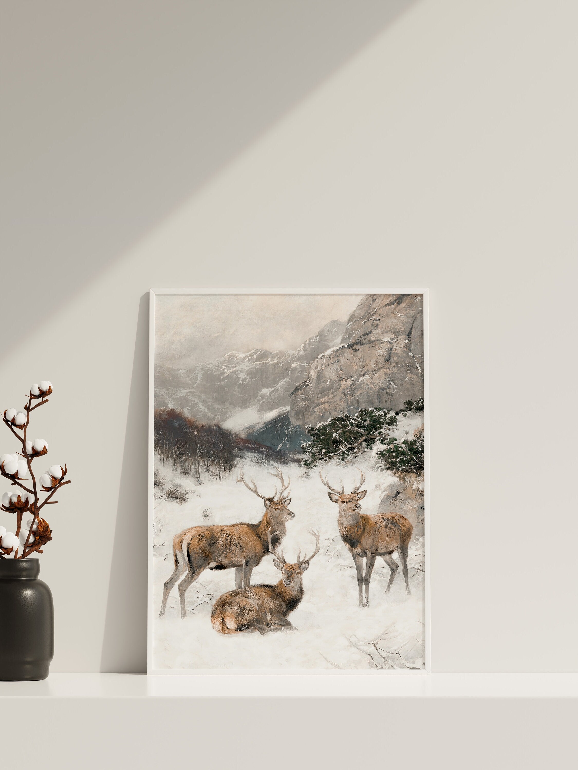 Christmas Deer Canvas Wall Art