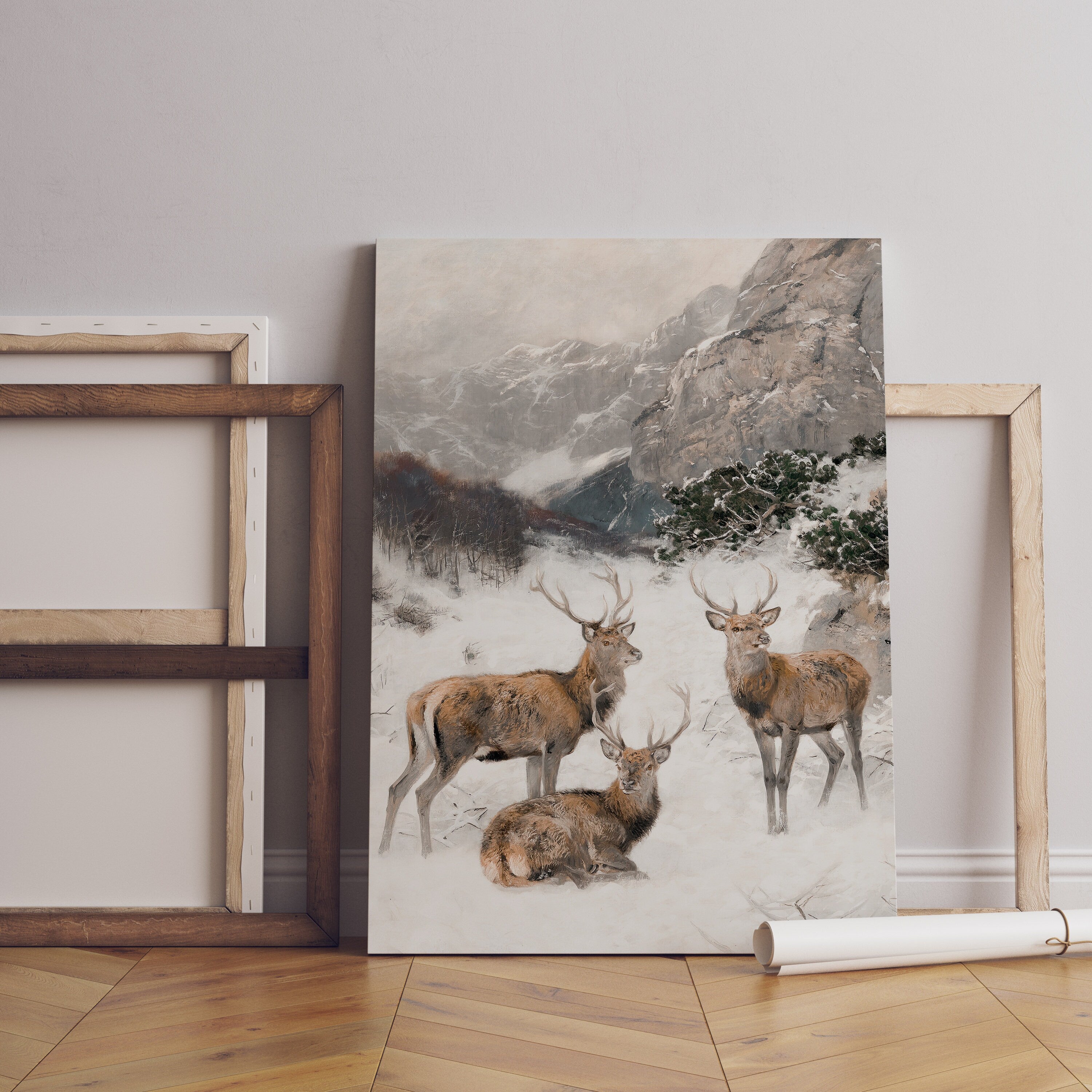 Christmas Deer Canvas Wall Art