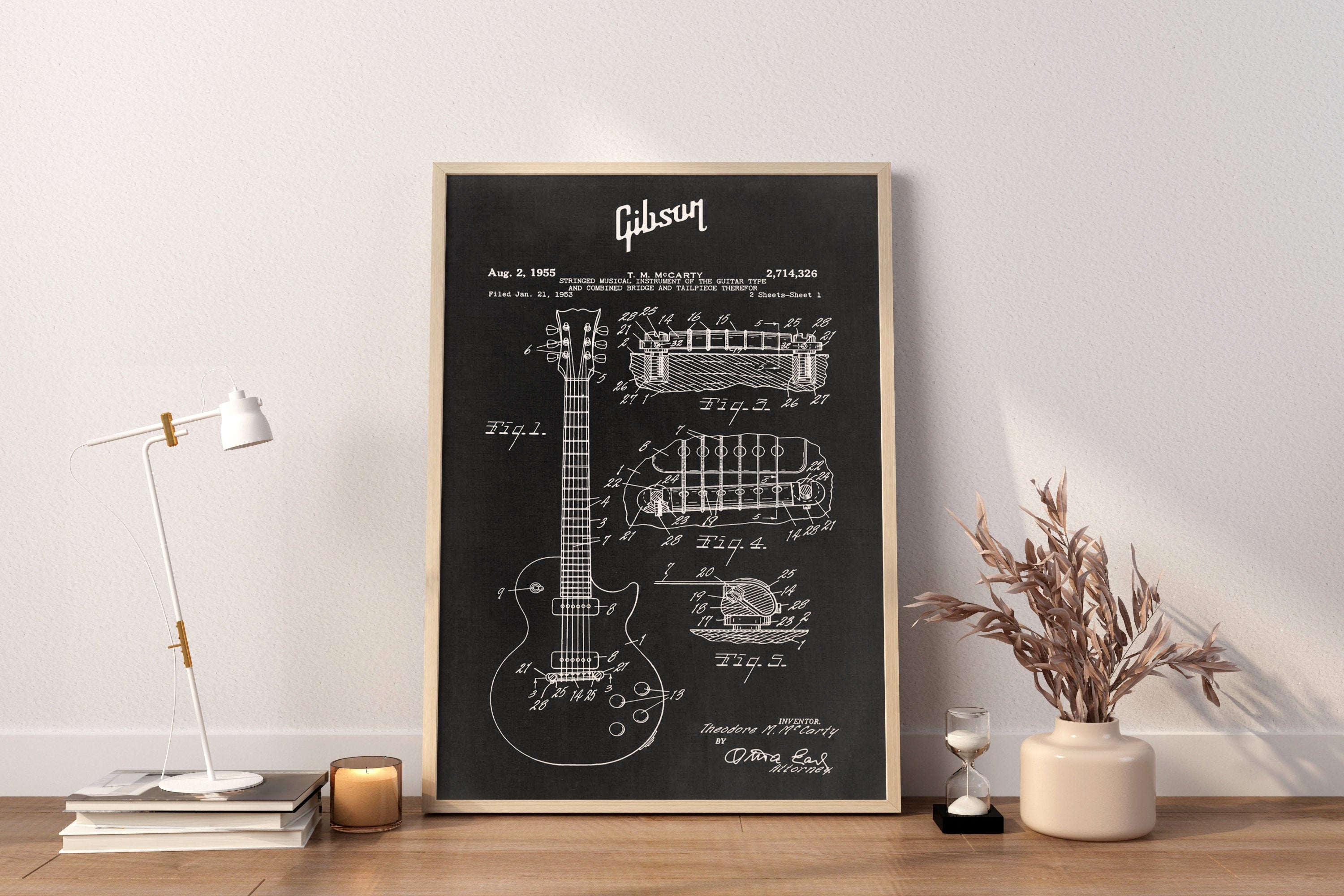 Gibson Guitar Blueprint Canvas Poster