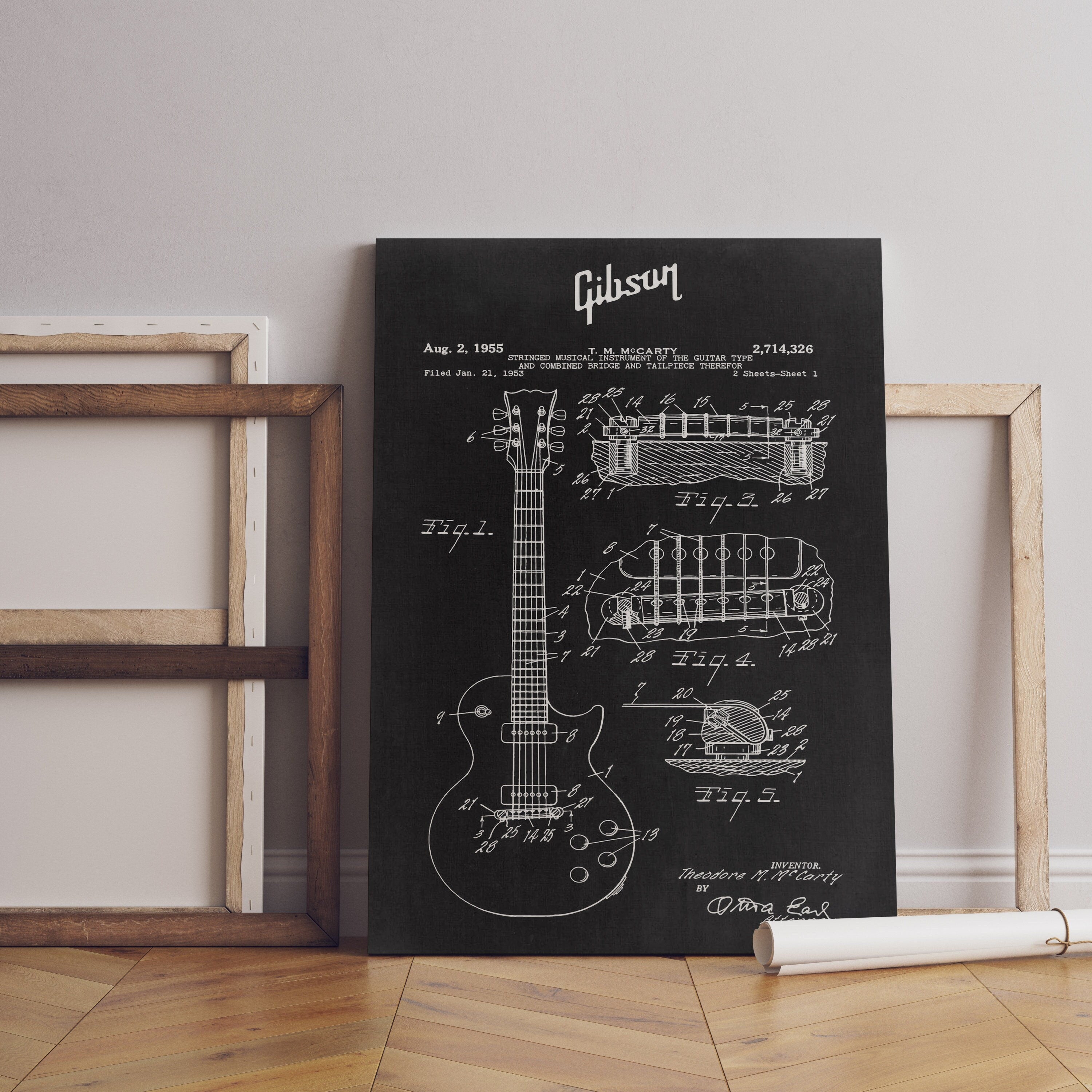 Gibson Guitar Blueprint Canvas Poster