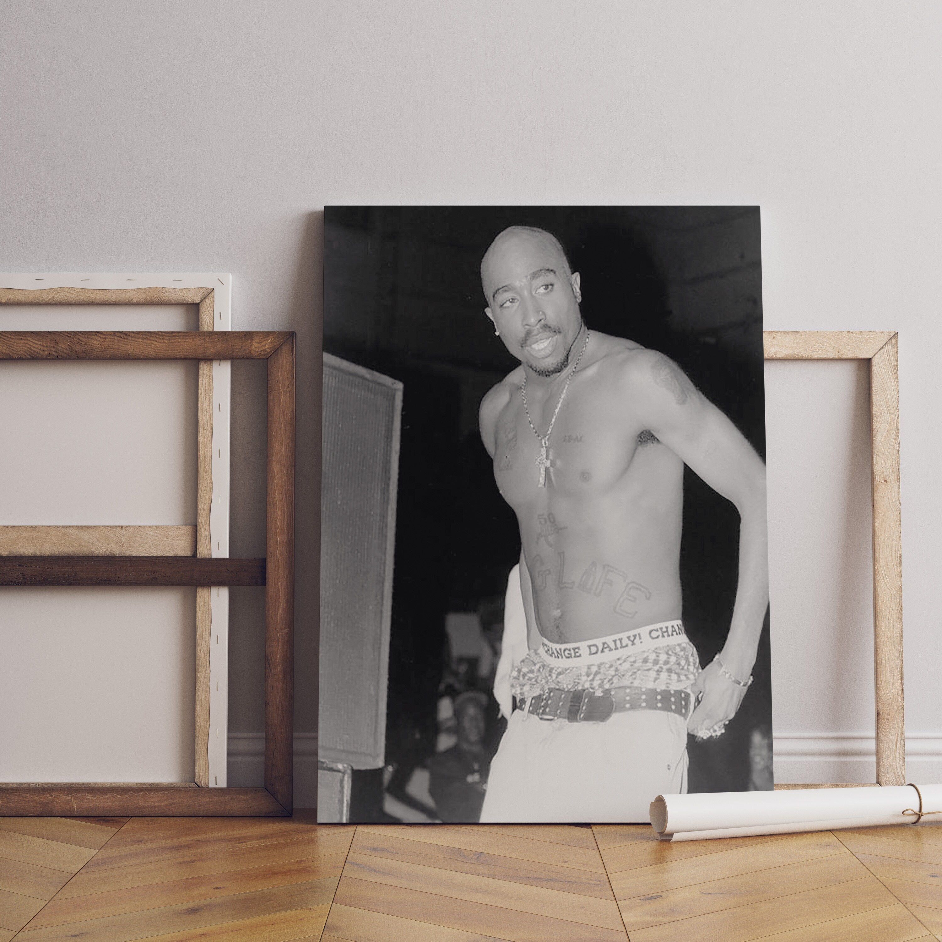 2Pac Black and White Canvas Poster