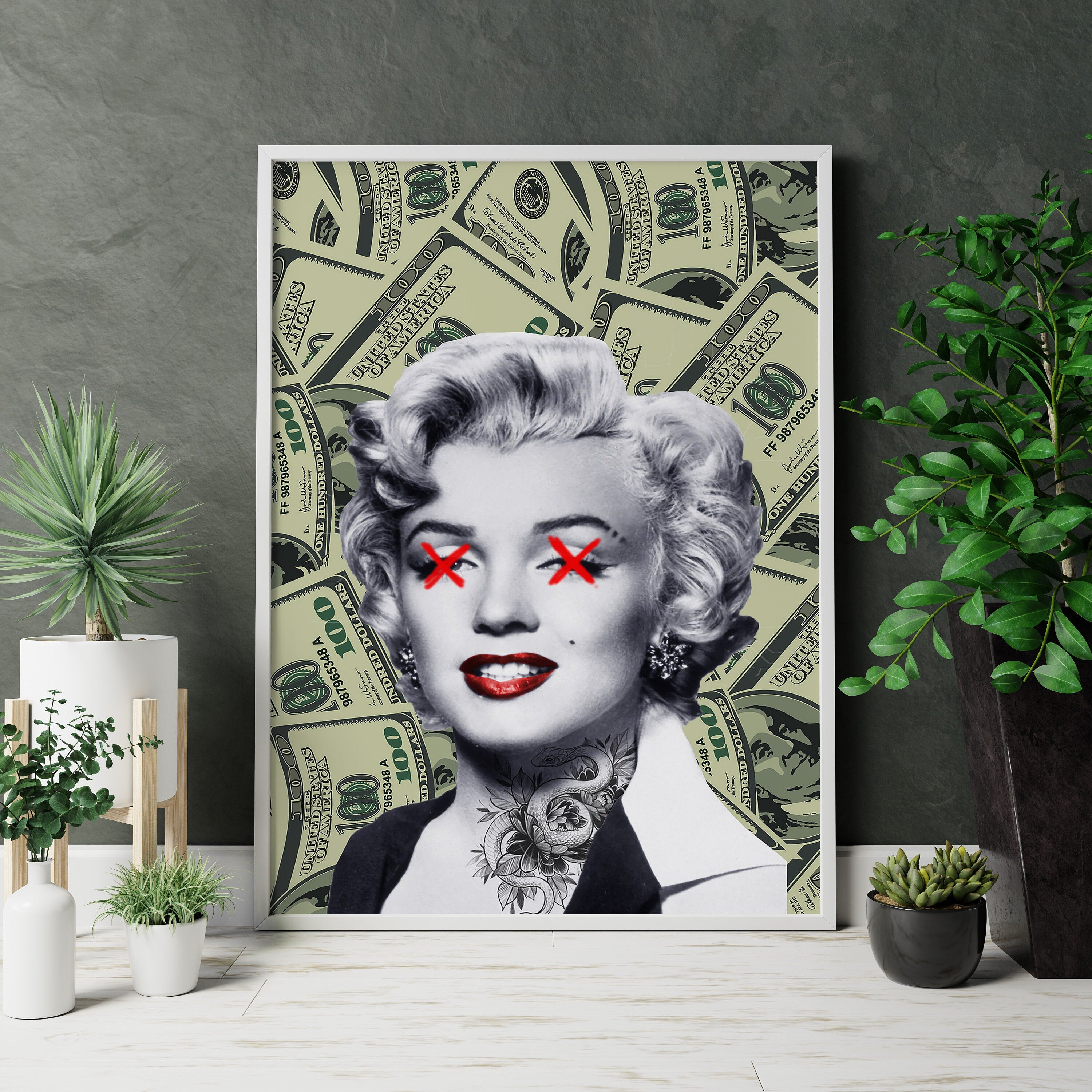 Marilyn Monroe Dollar Manifest Canvas Poster