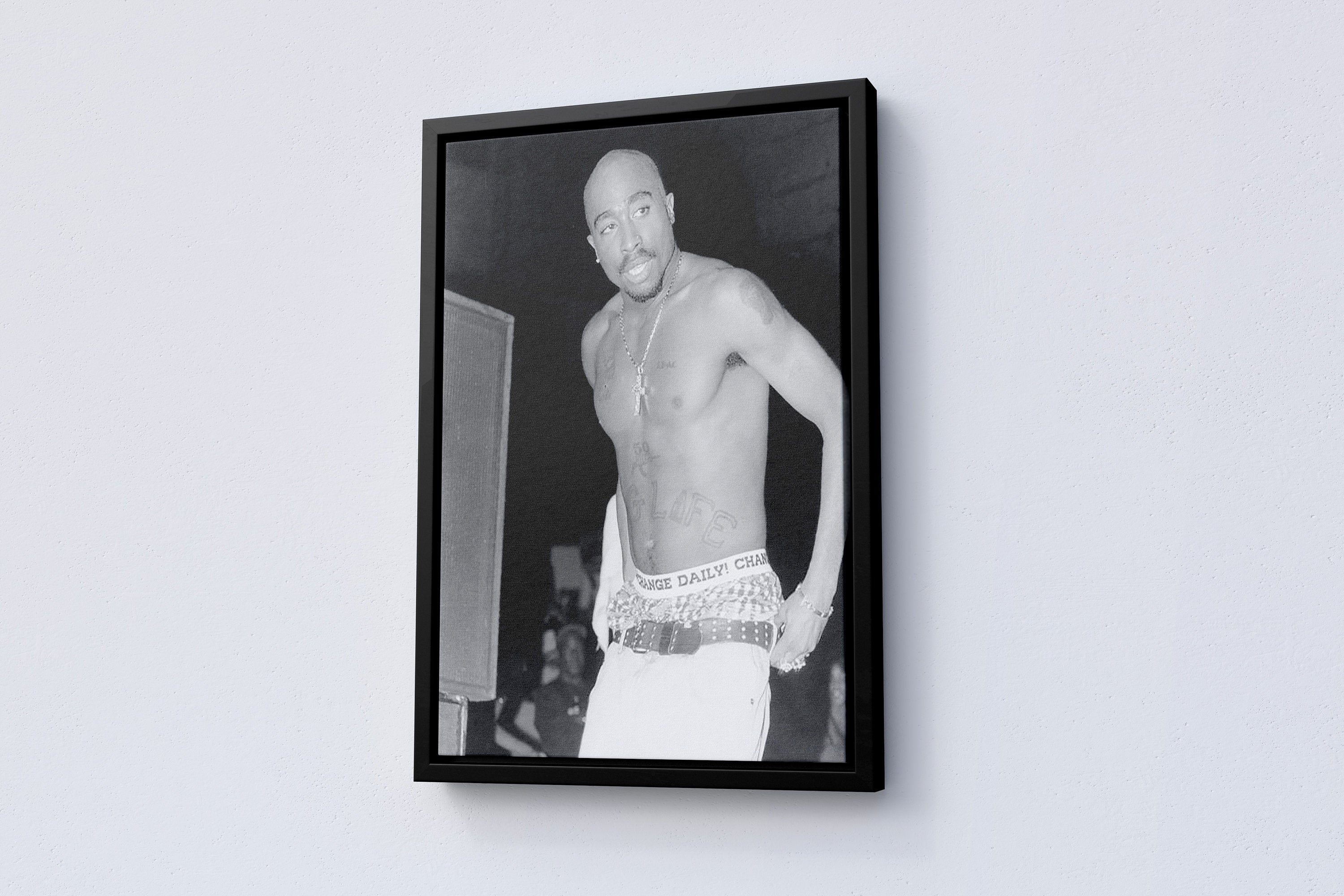 2Pac Black and White Canvas Poster