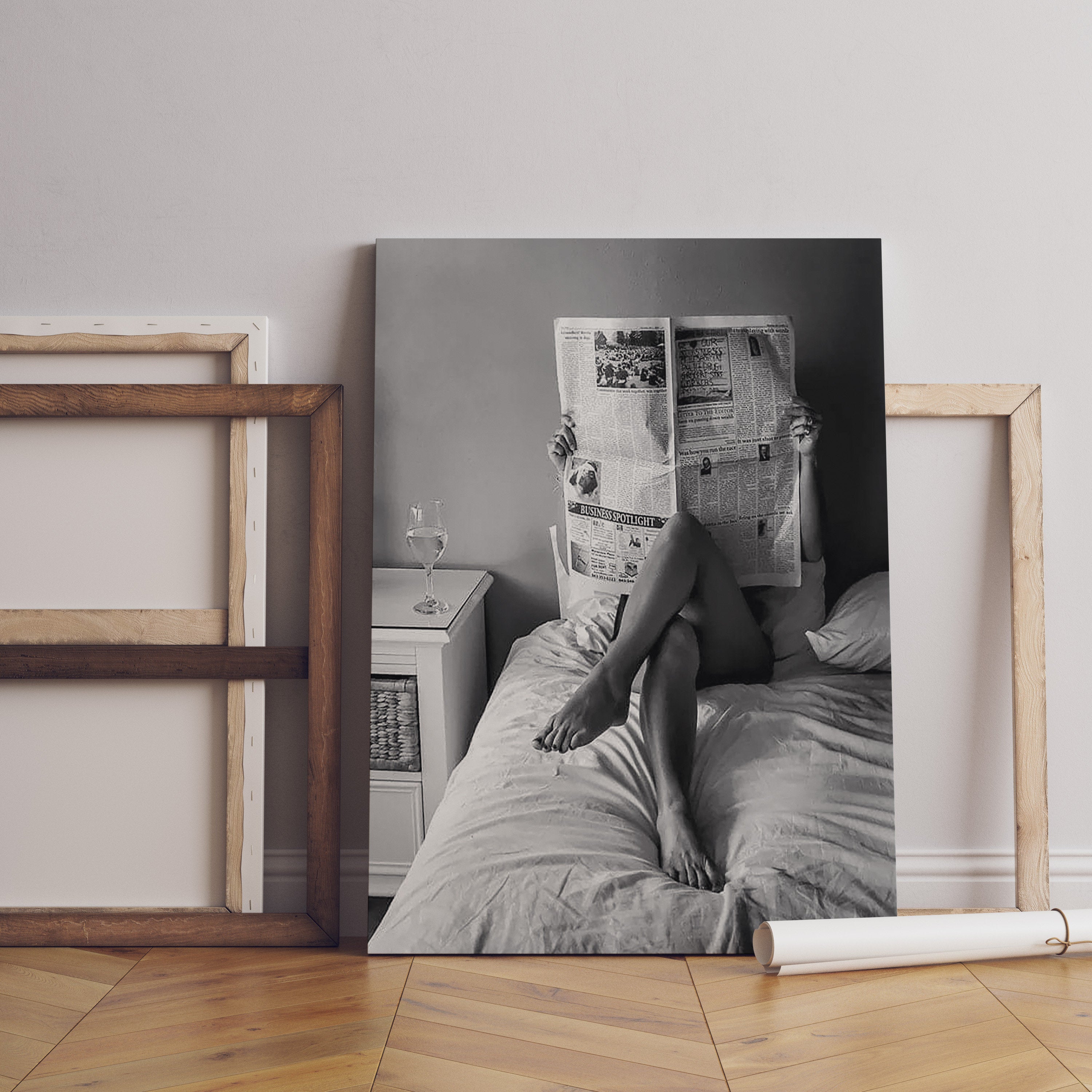 Woman in Bed Canvas Wall Art