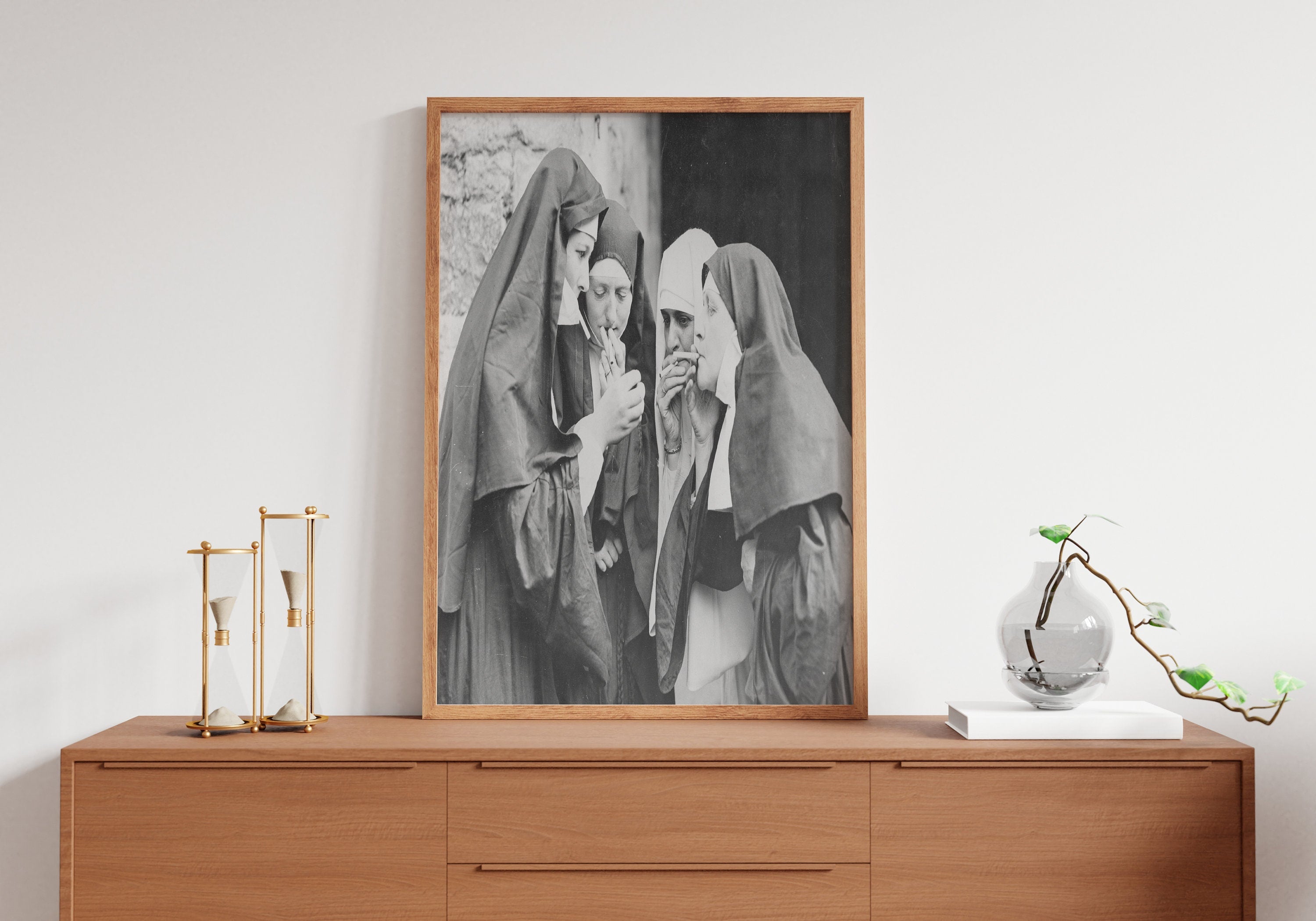 Smoking Nun Canvas Poster