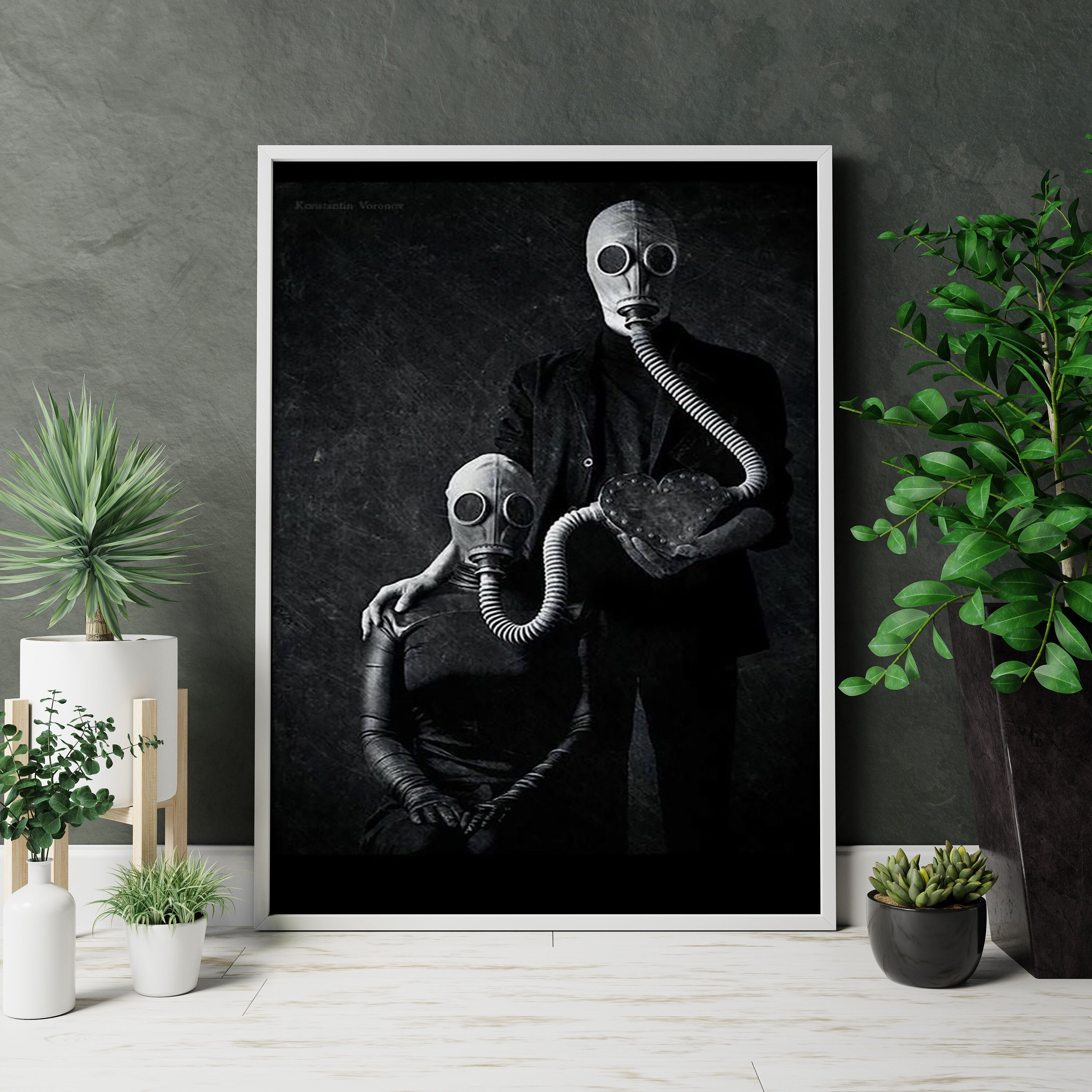 Dark Theme Gas Mask Canvas Poster