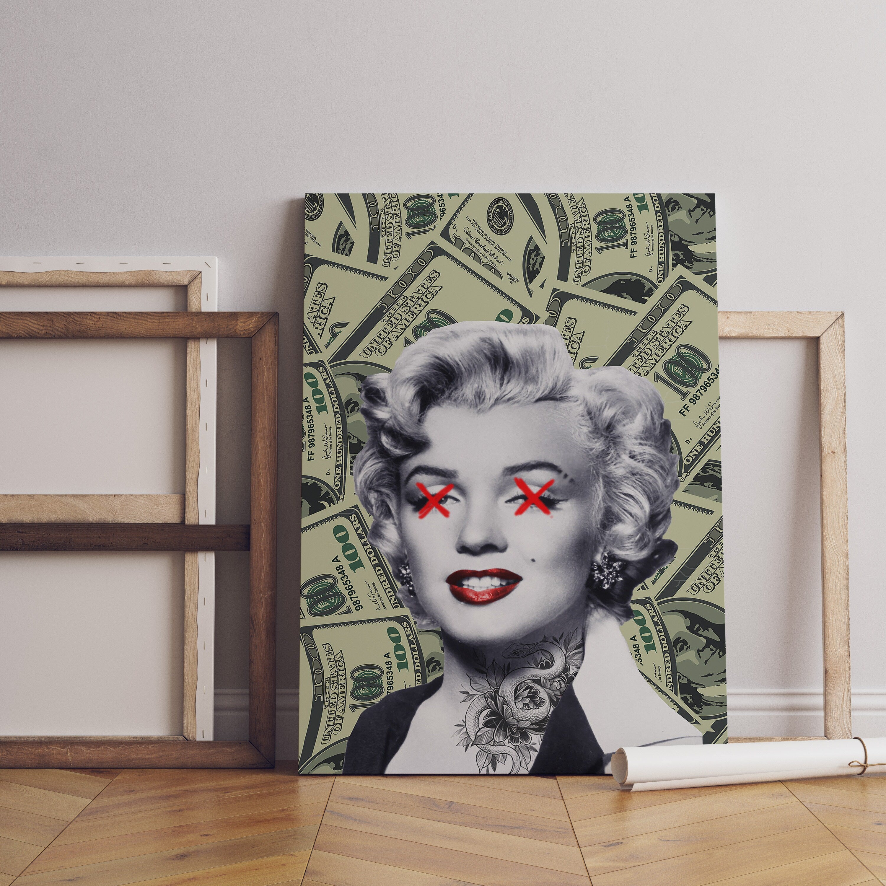 Marilyn Monroe Dollar Manifest Canvas Poster