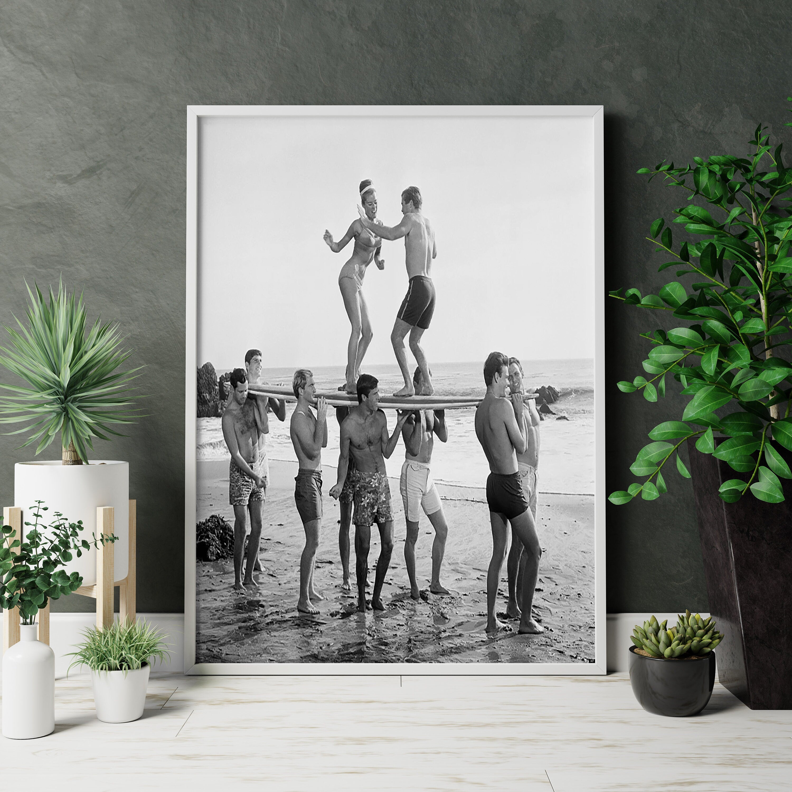 Surfers Beach Party Vintage Canvas Poster