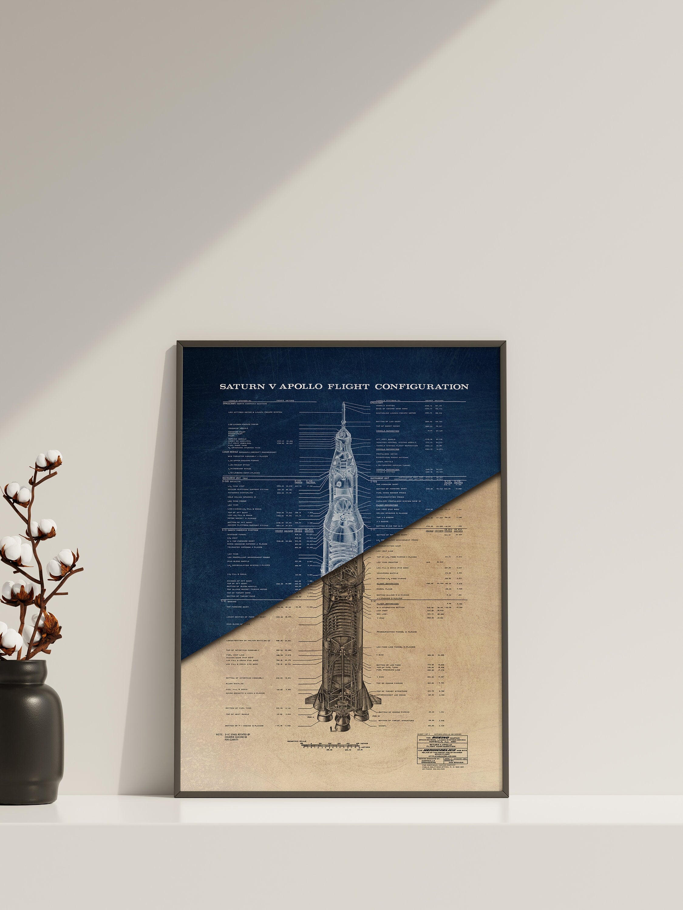 Saturn V Apollo Blueprint Version 3 Canvas Poster