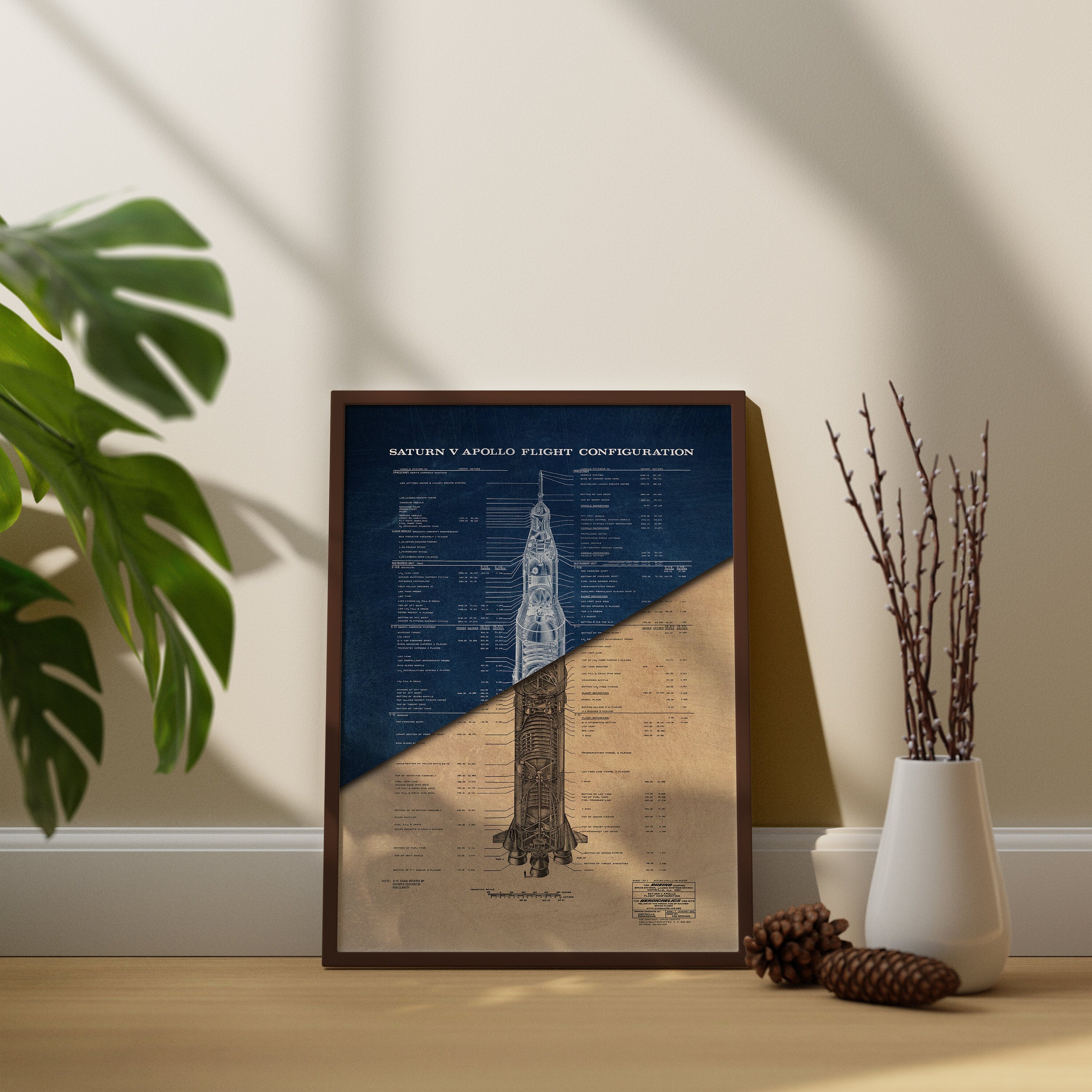 Saturn V Apollo Blueprint Version 3 Canvas Poster