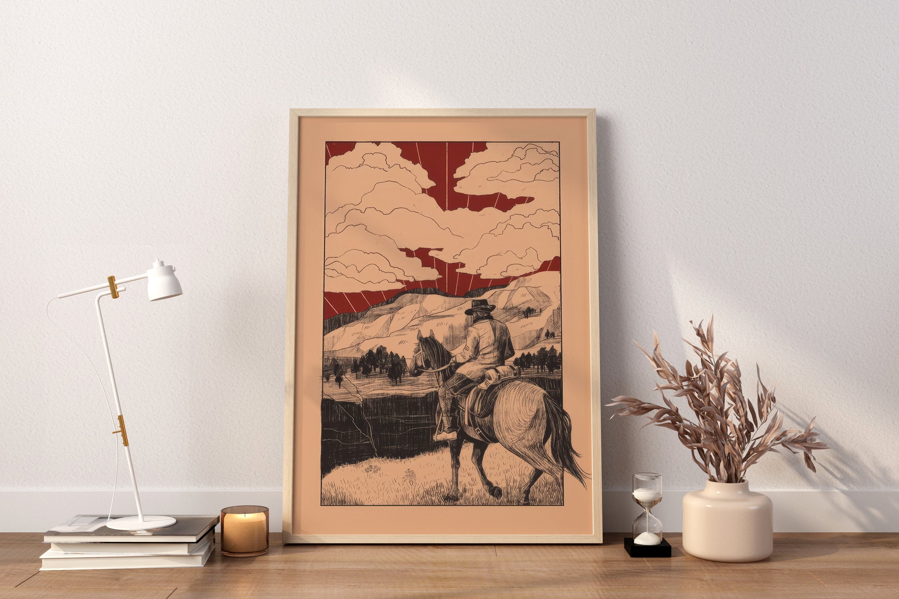 Arthur Morgan & Map Gaming Canvas Wall Art