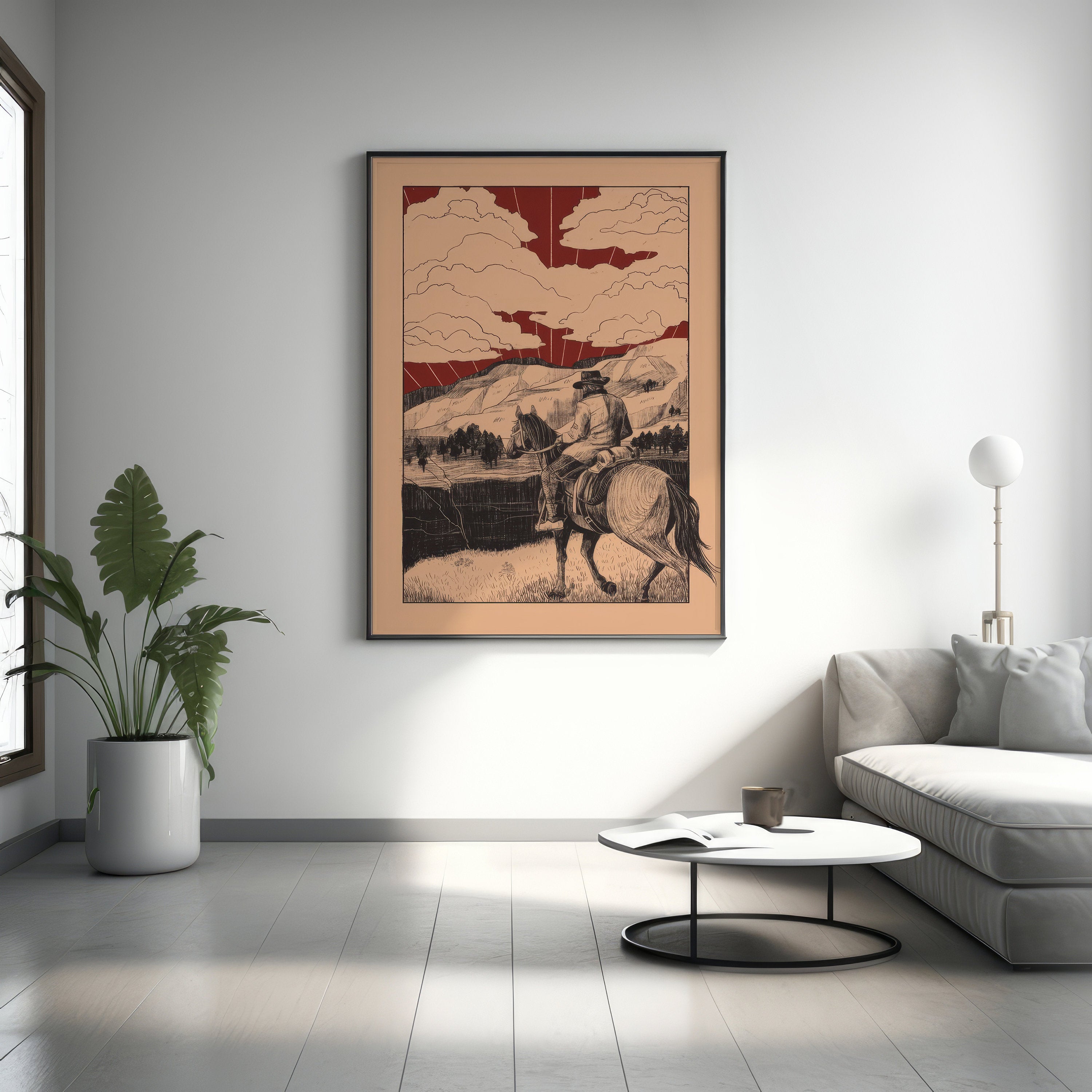 Arthur Morgan & Map Gaming Canvas Wall Art