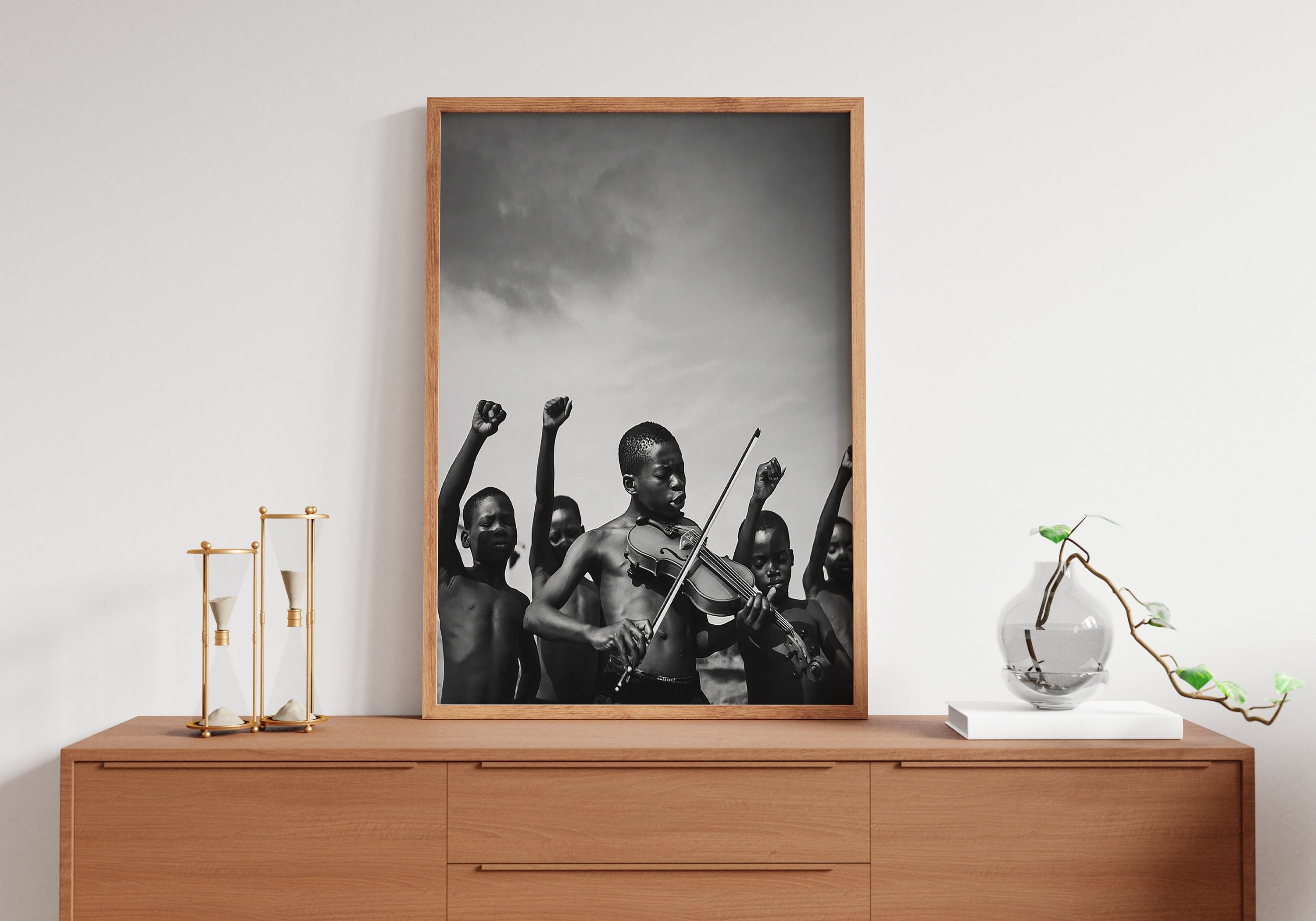 African Children Vintage Photography Canvas Wall Art