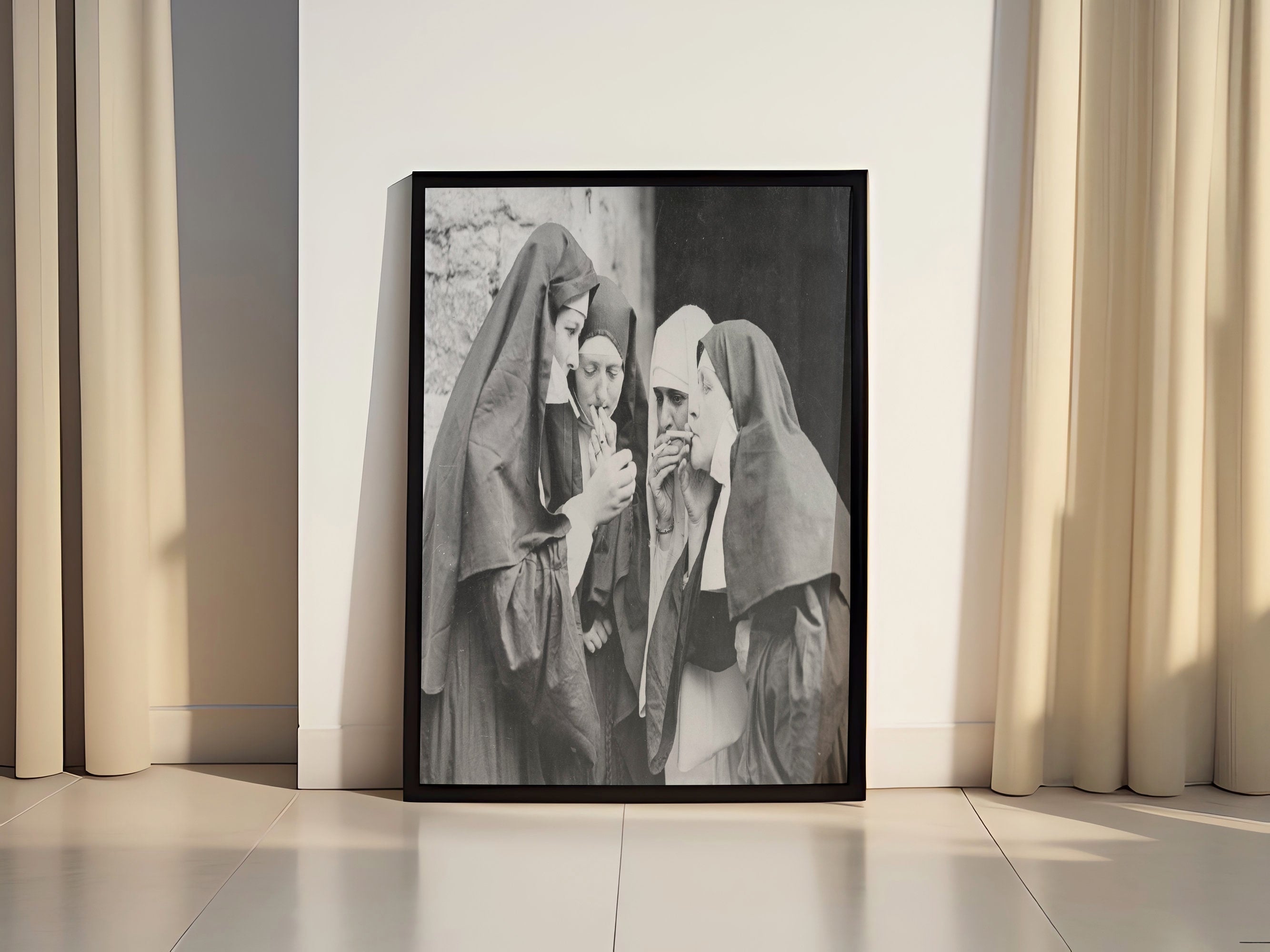 Smoking Nun Canvas Poster