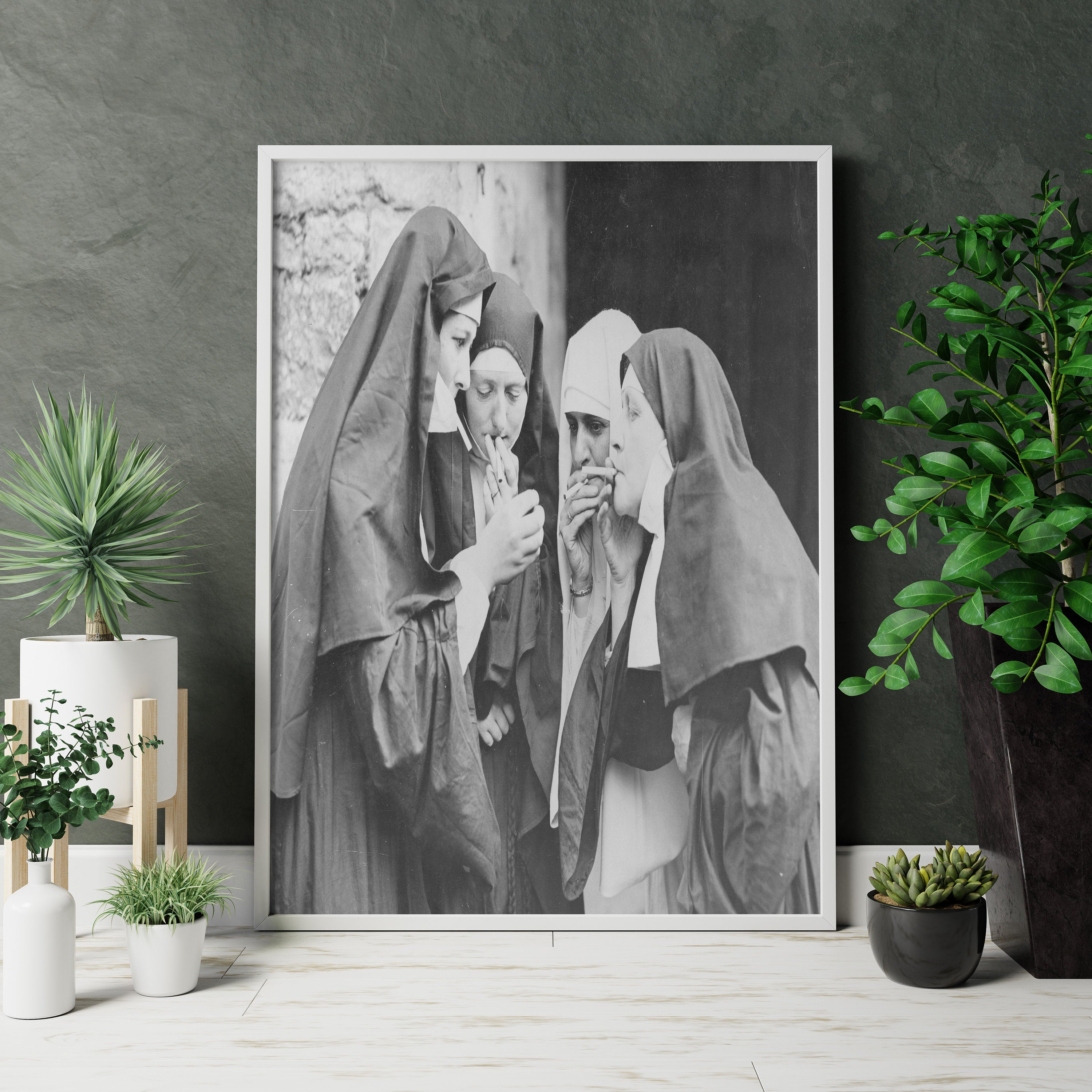 Smoking Nun Canvas Poster