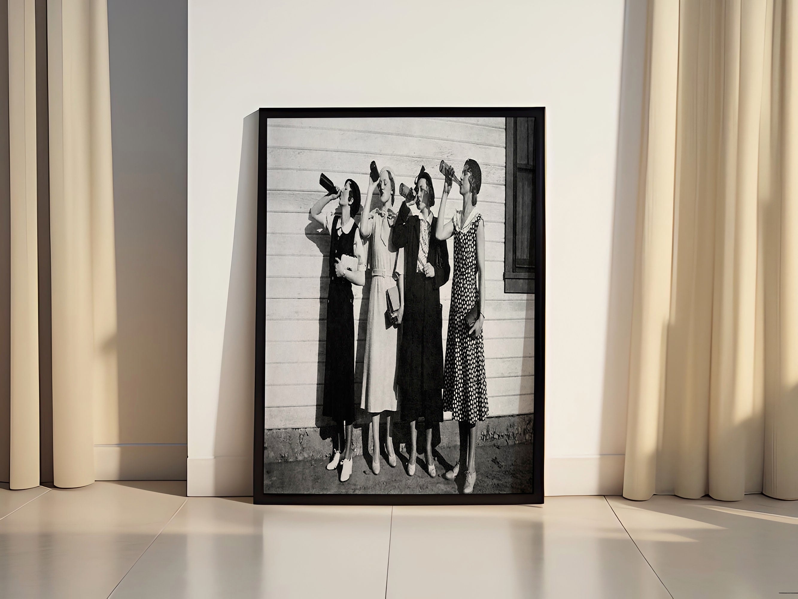 Women Drinking Beer Canvas Wall Art