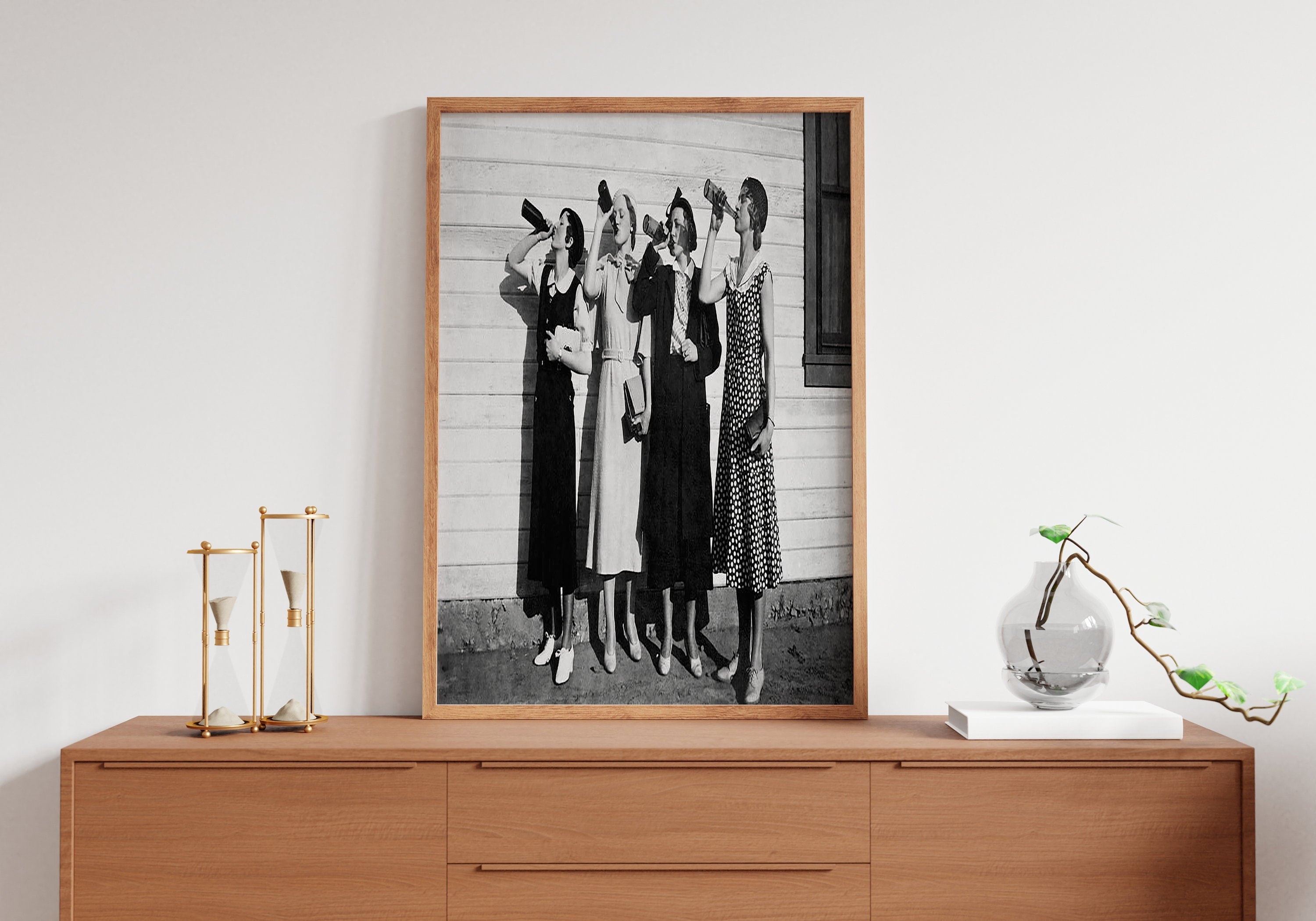 Women Drinking Beer Canvas Wall Art