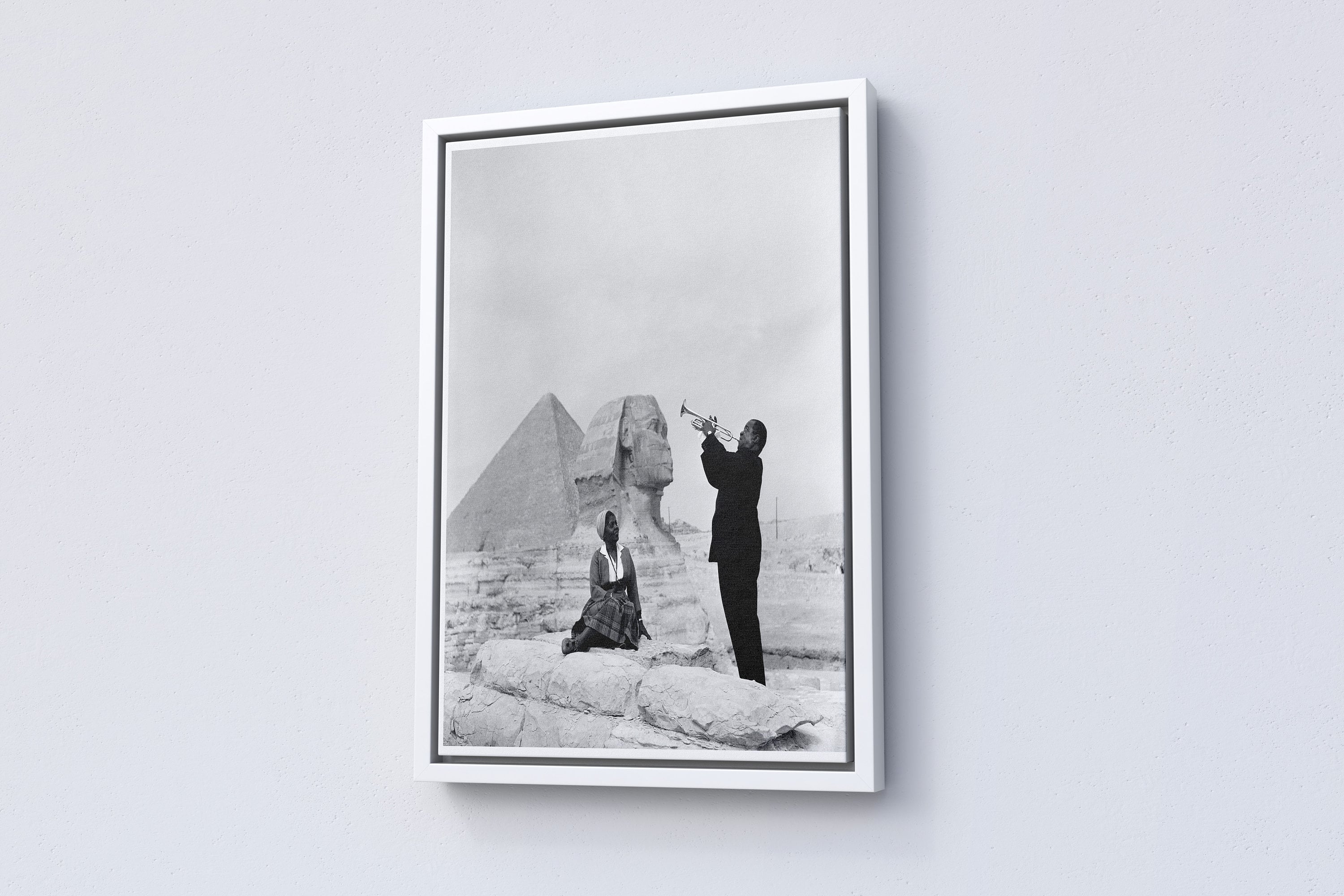 Louis Armstrong Plays Trumpet at the Egyptian Canvas Poster