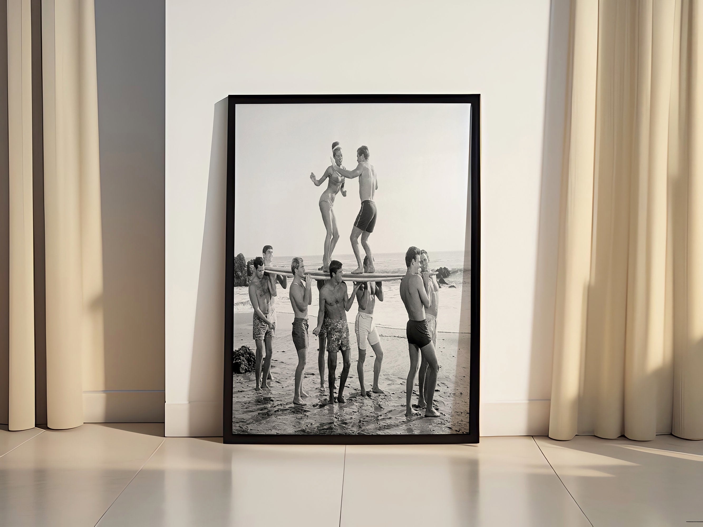 Surfers Beach Party Vintage Canvas Poster