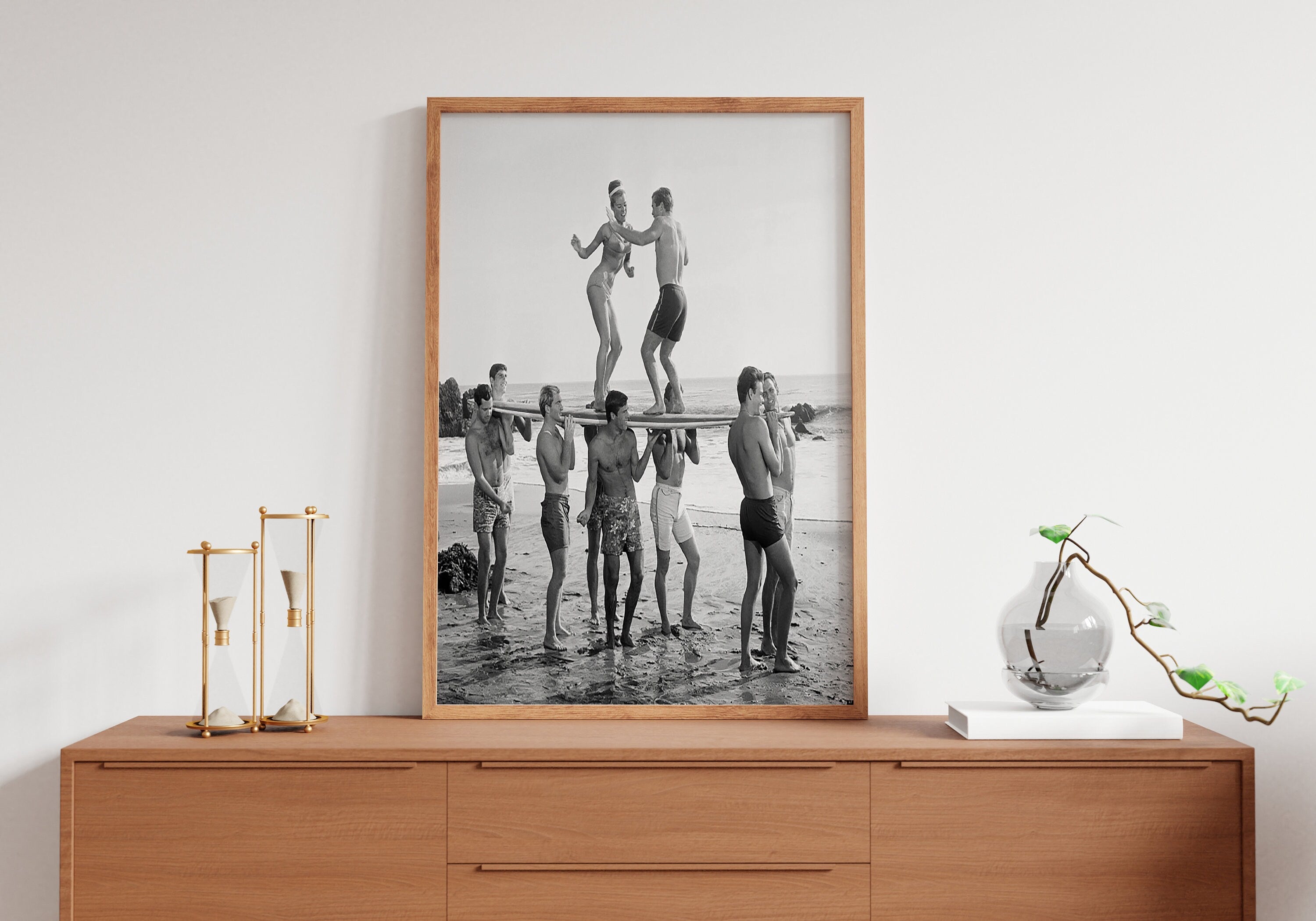 Surfers Beach Party Vintage Canvas Poster