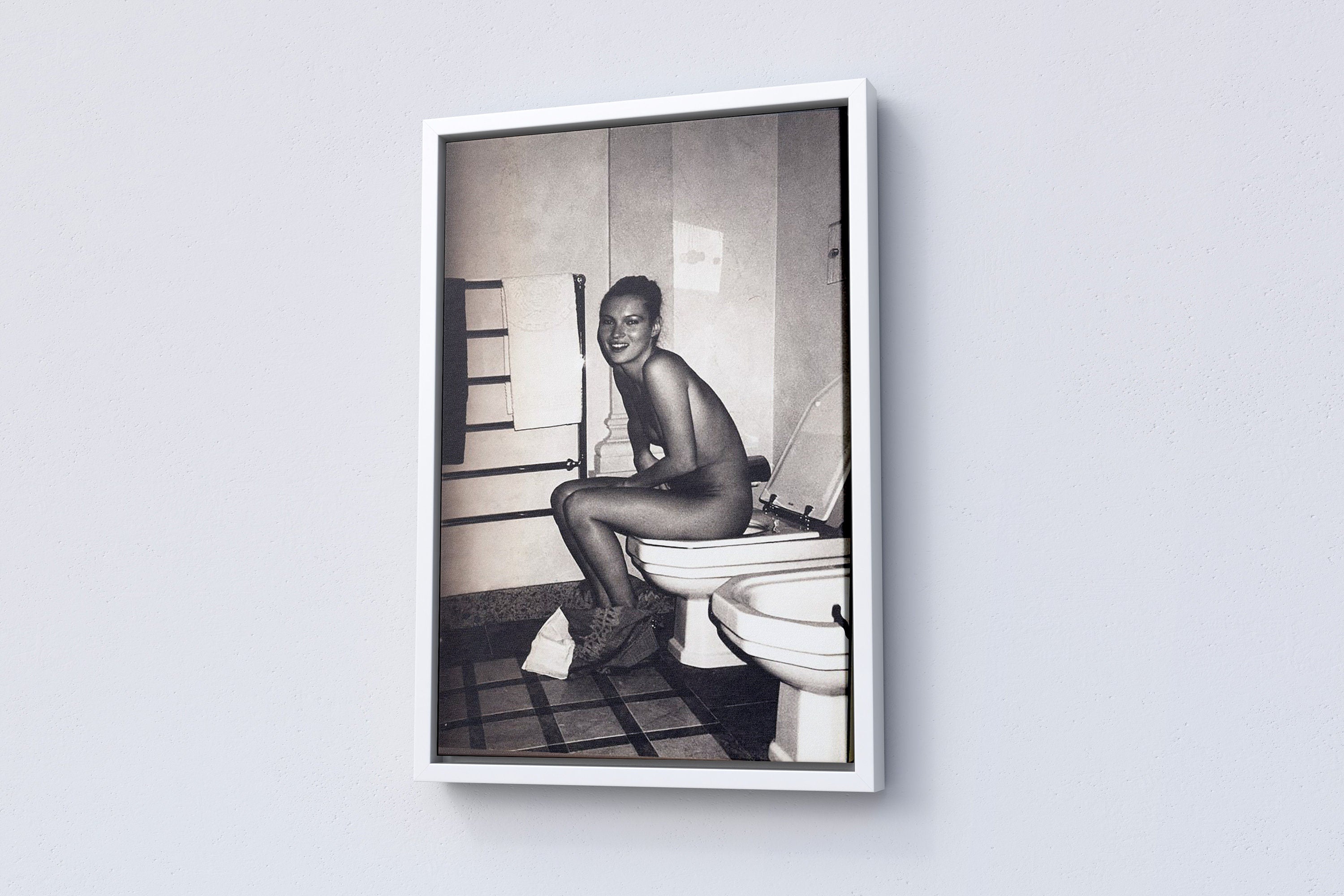 Kate Moss on the Toilet Canvas Print