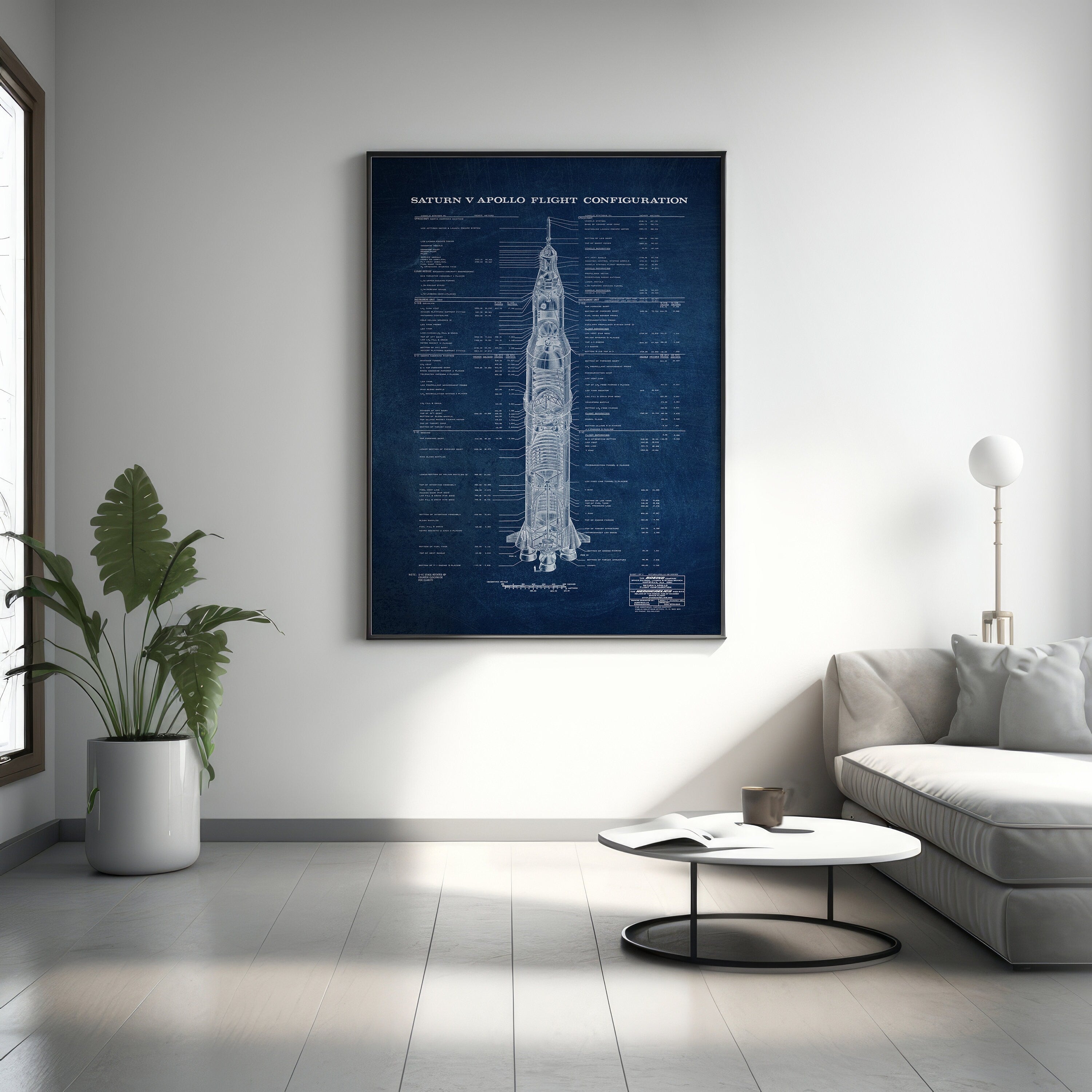 Saturn V Apollo Blueprint  Canvas Poster