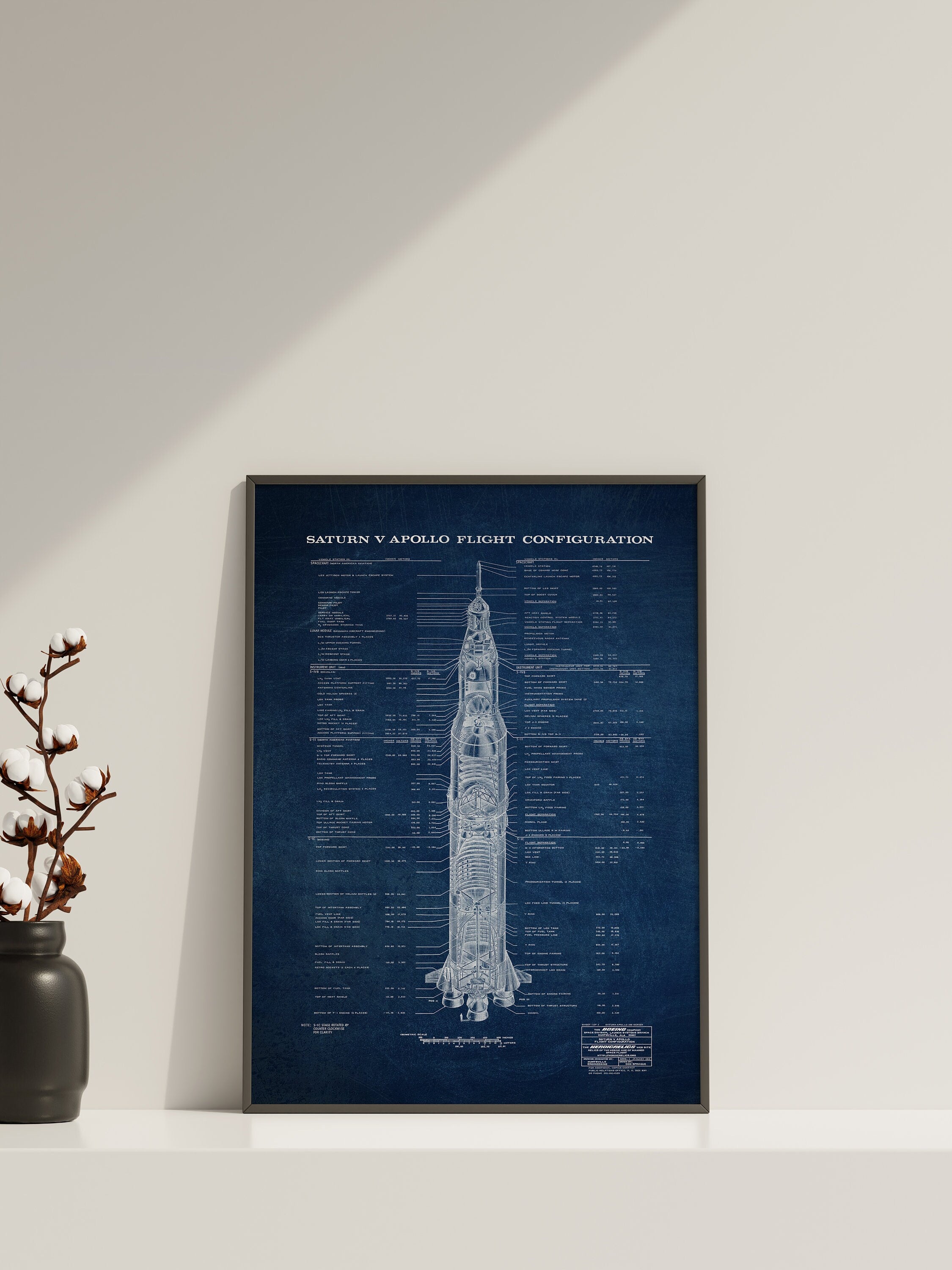 Saturn V Apollo Blueprint  Canvas Poster