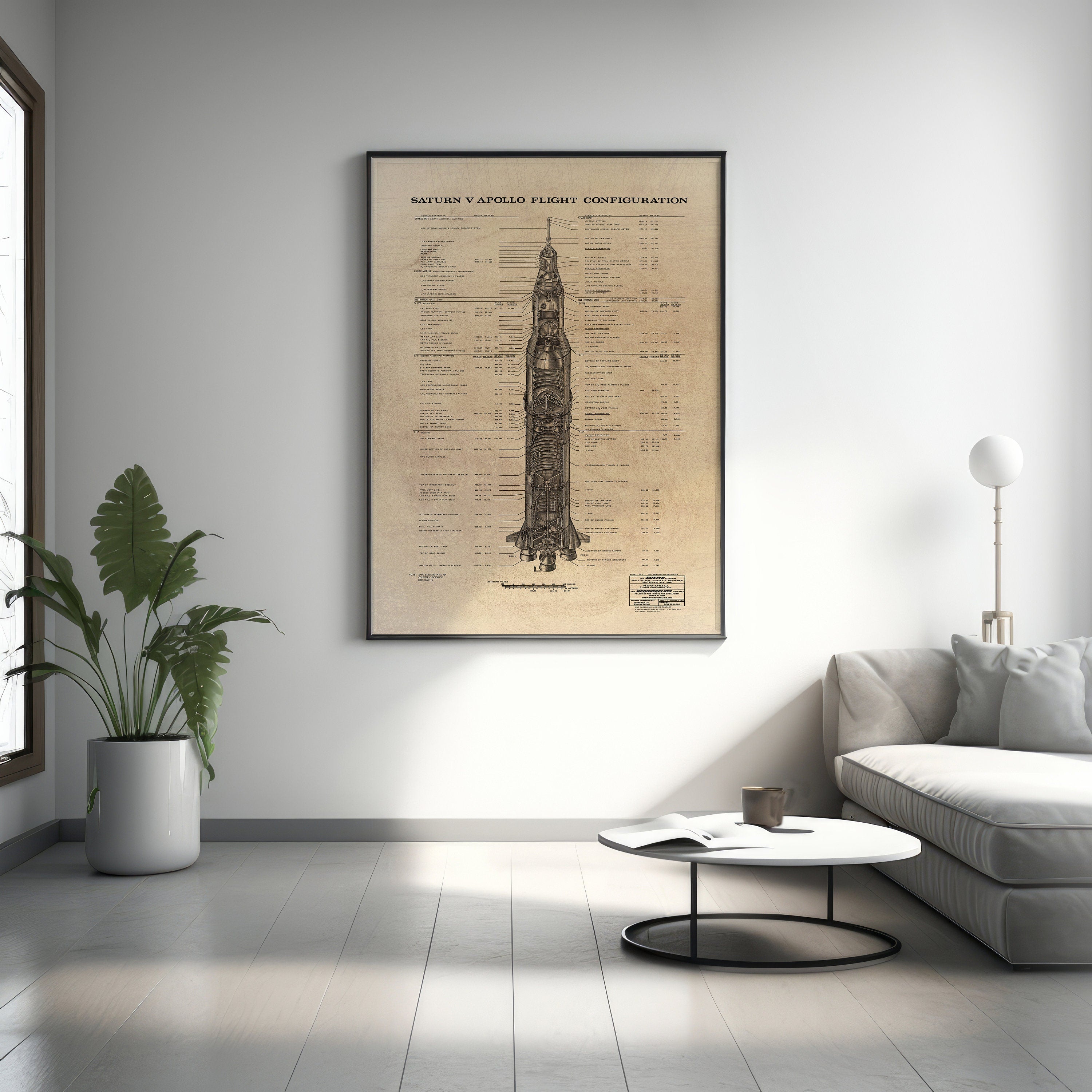 Saturn V Apollo Blueprint Version 2 Canvas Poster