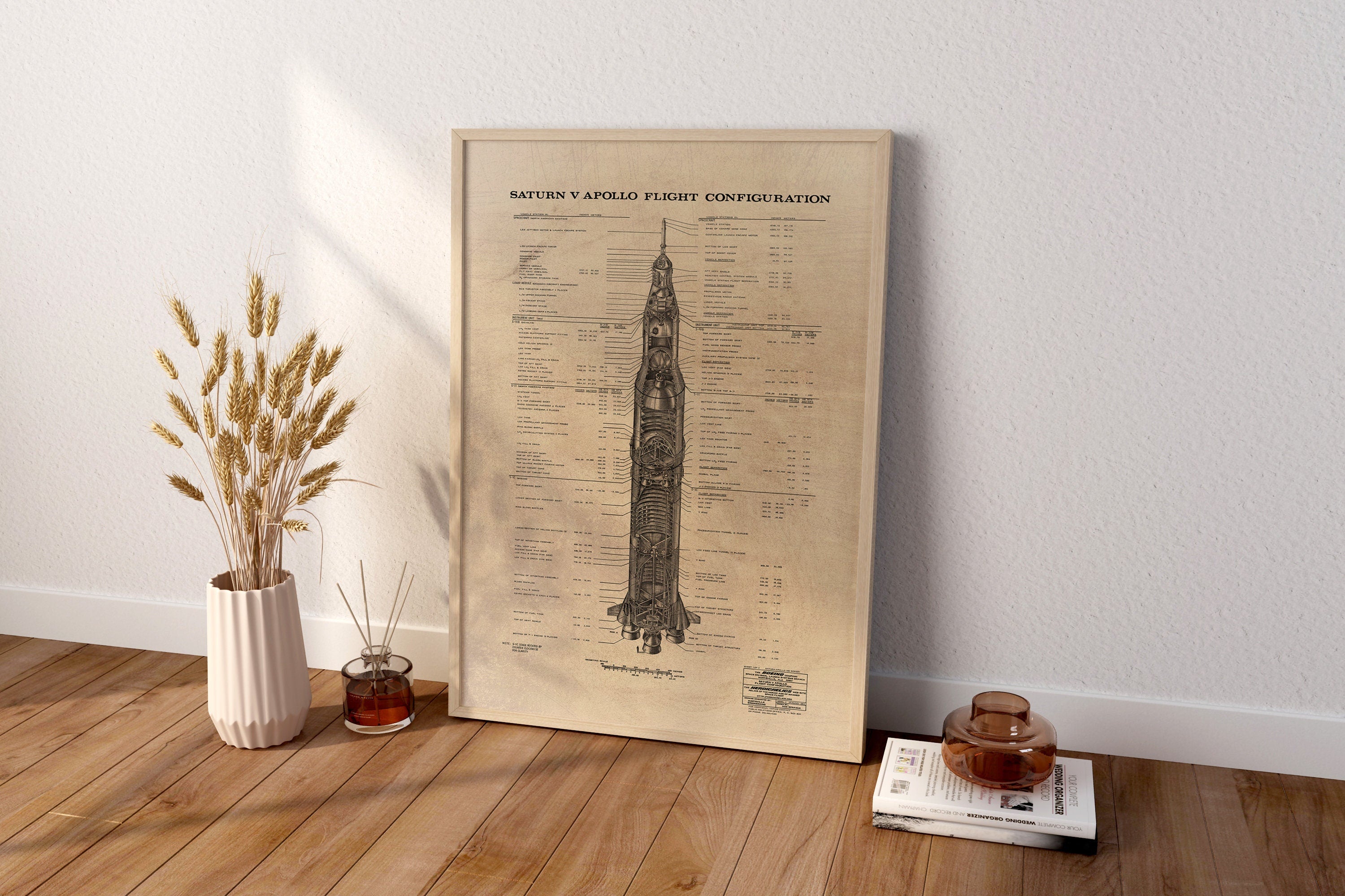 Saturn V Apollo Blueprint Version 2 Canvas Poster