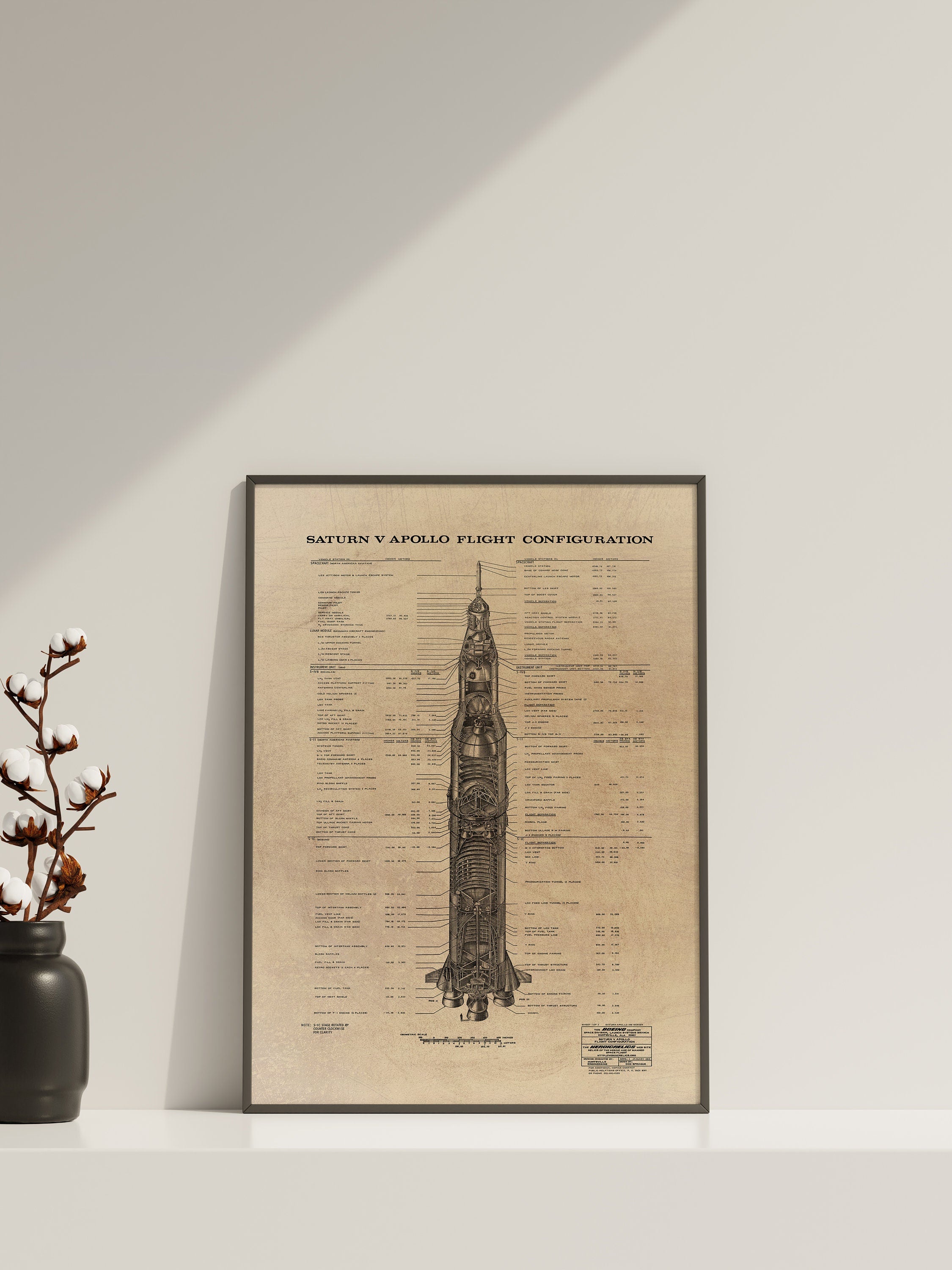 Saturn V Apollo Blueprint Version 2 Canvas Poster