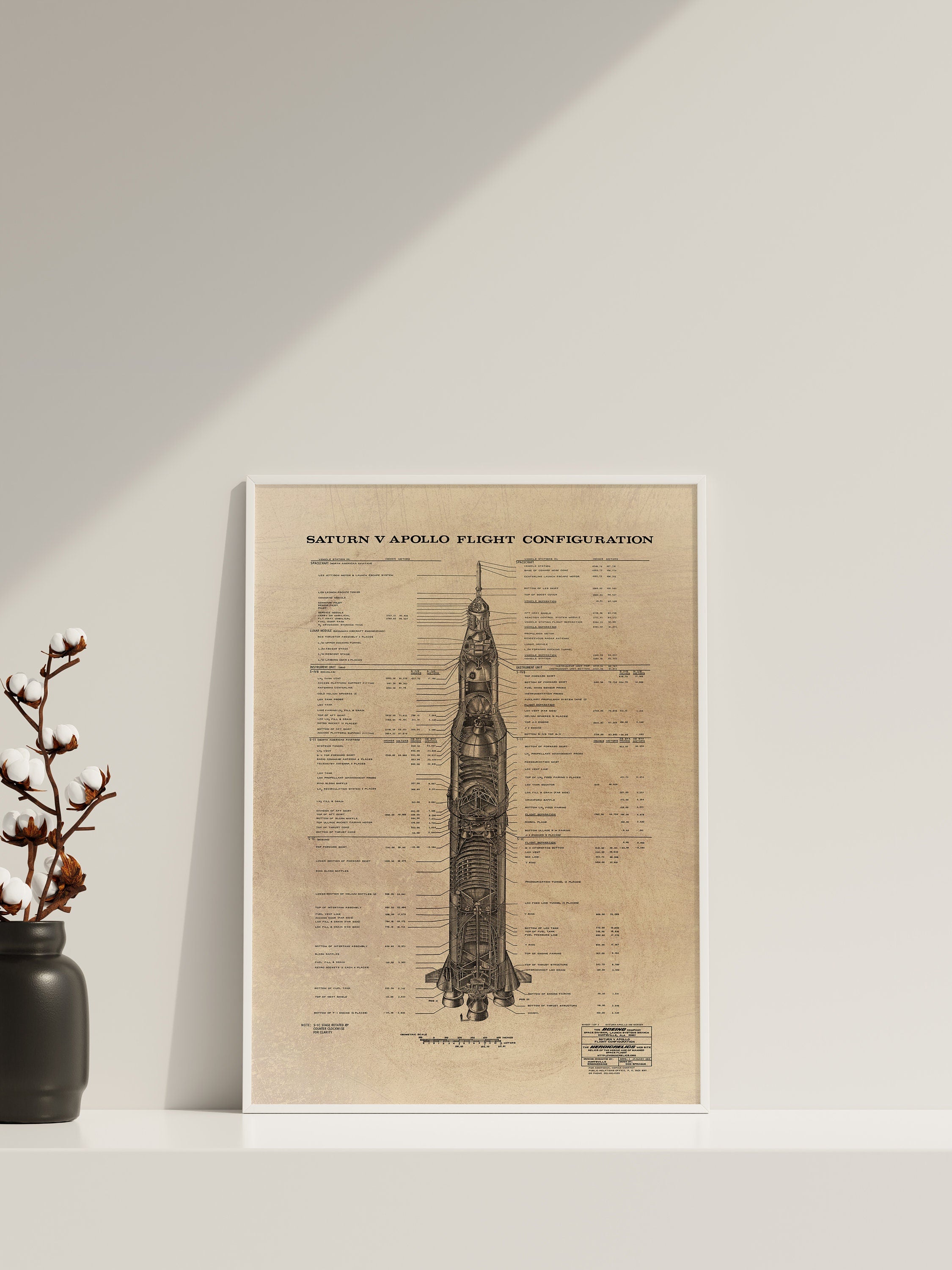 Saturn V Apollo Blueprint Version 2 Canvas Poster