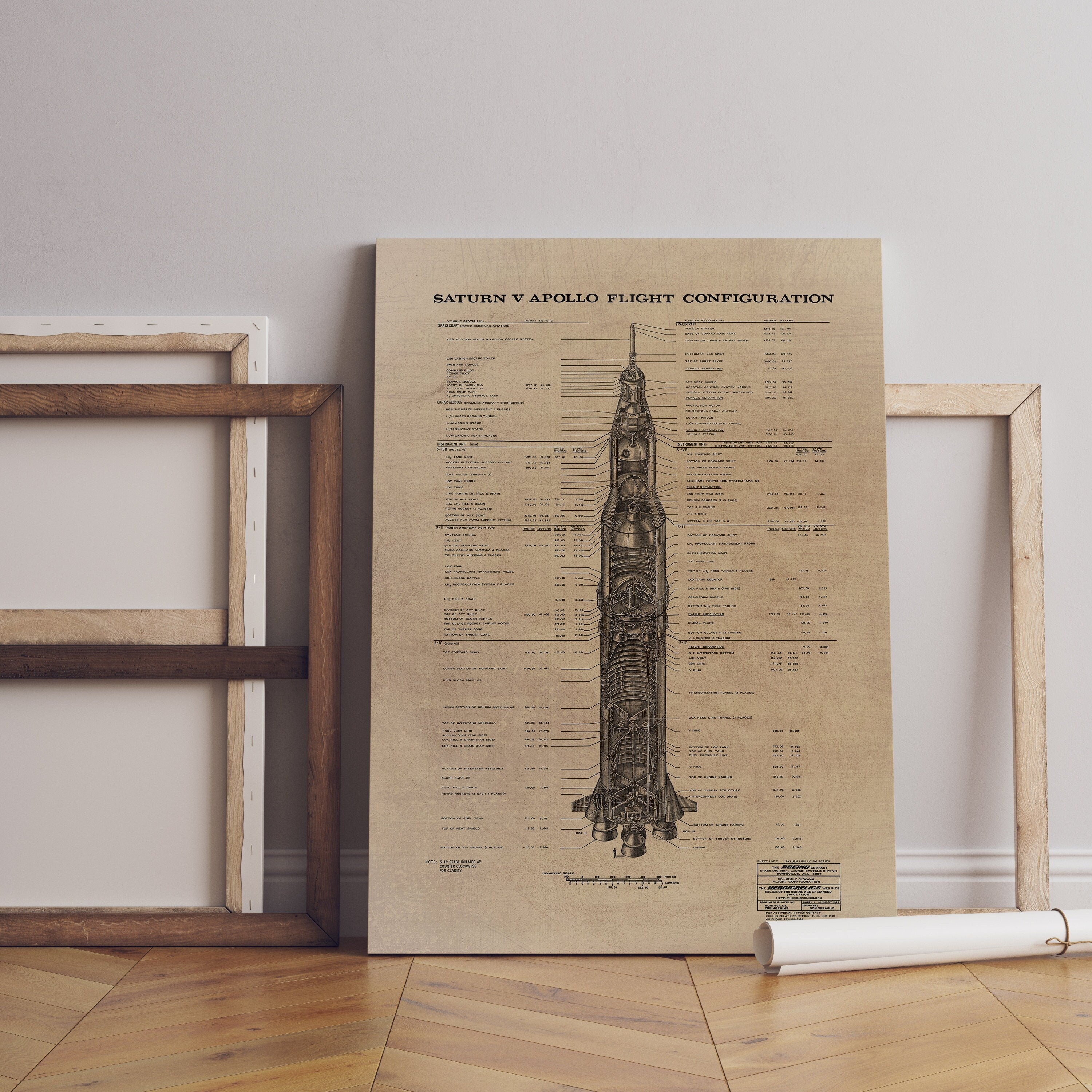 Saturn V Apollo Blueprint Version 2 Canvas Poster