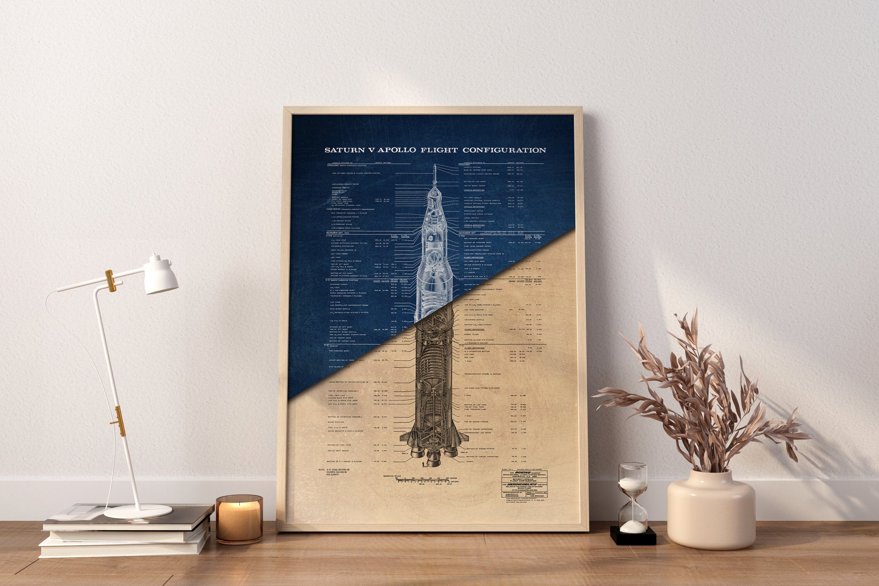 Saturn V Apollo Blueprint Version 3 Canvas Poster