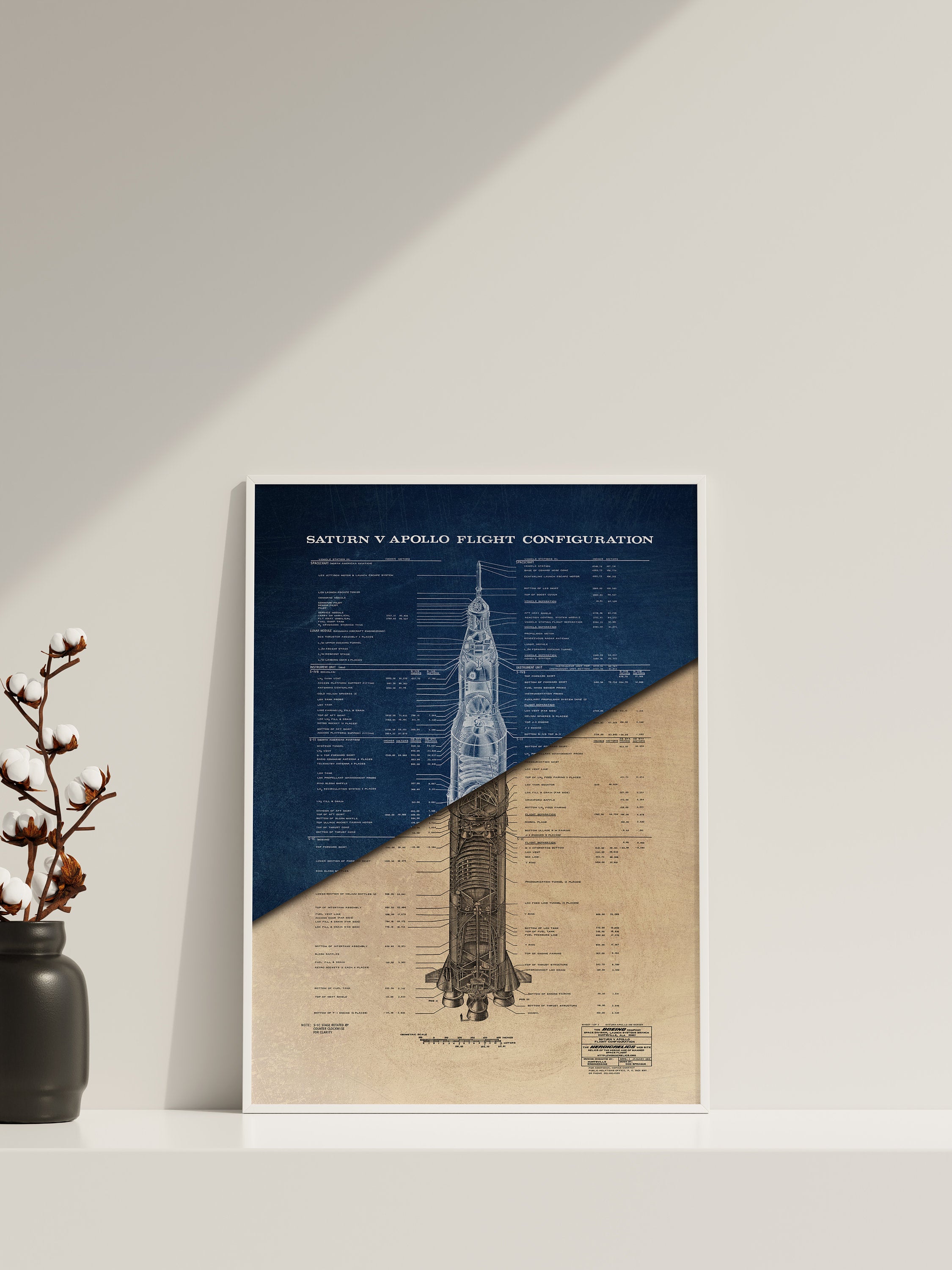 Saturn V Apollo Blueprint Version 3 Canvas Poster