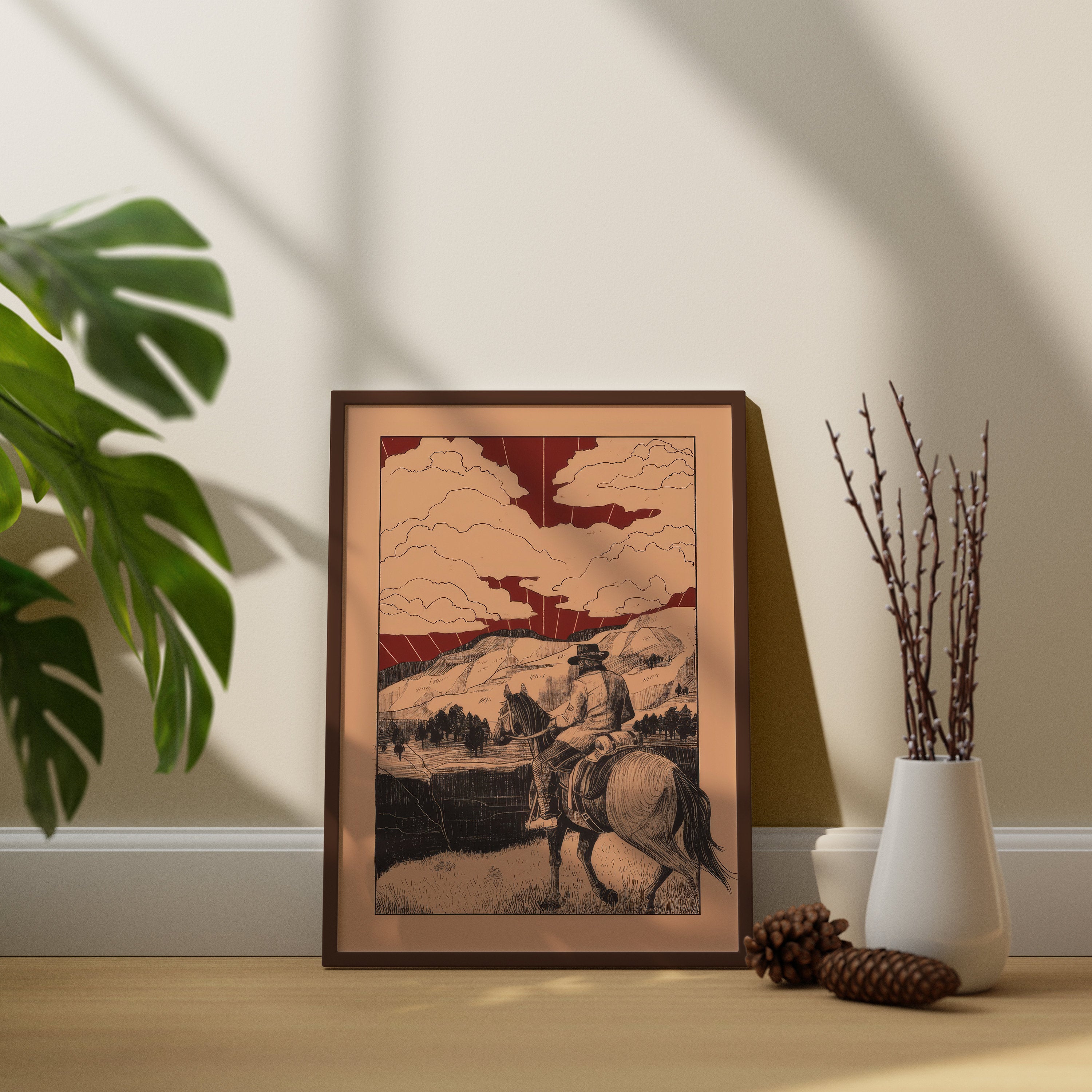 Arthur Morgan & Map Gaming Canvas Wall Art