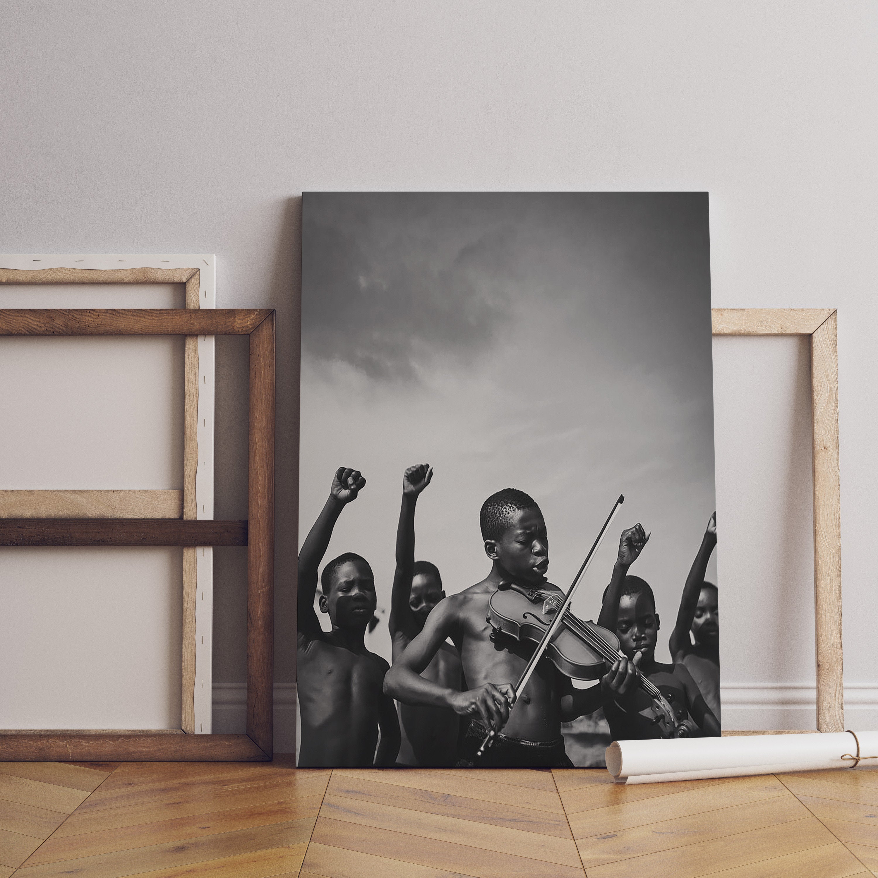 African Children Vintage Photography Canvas Wall Art