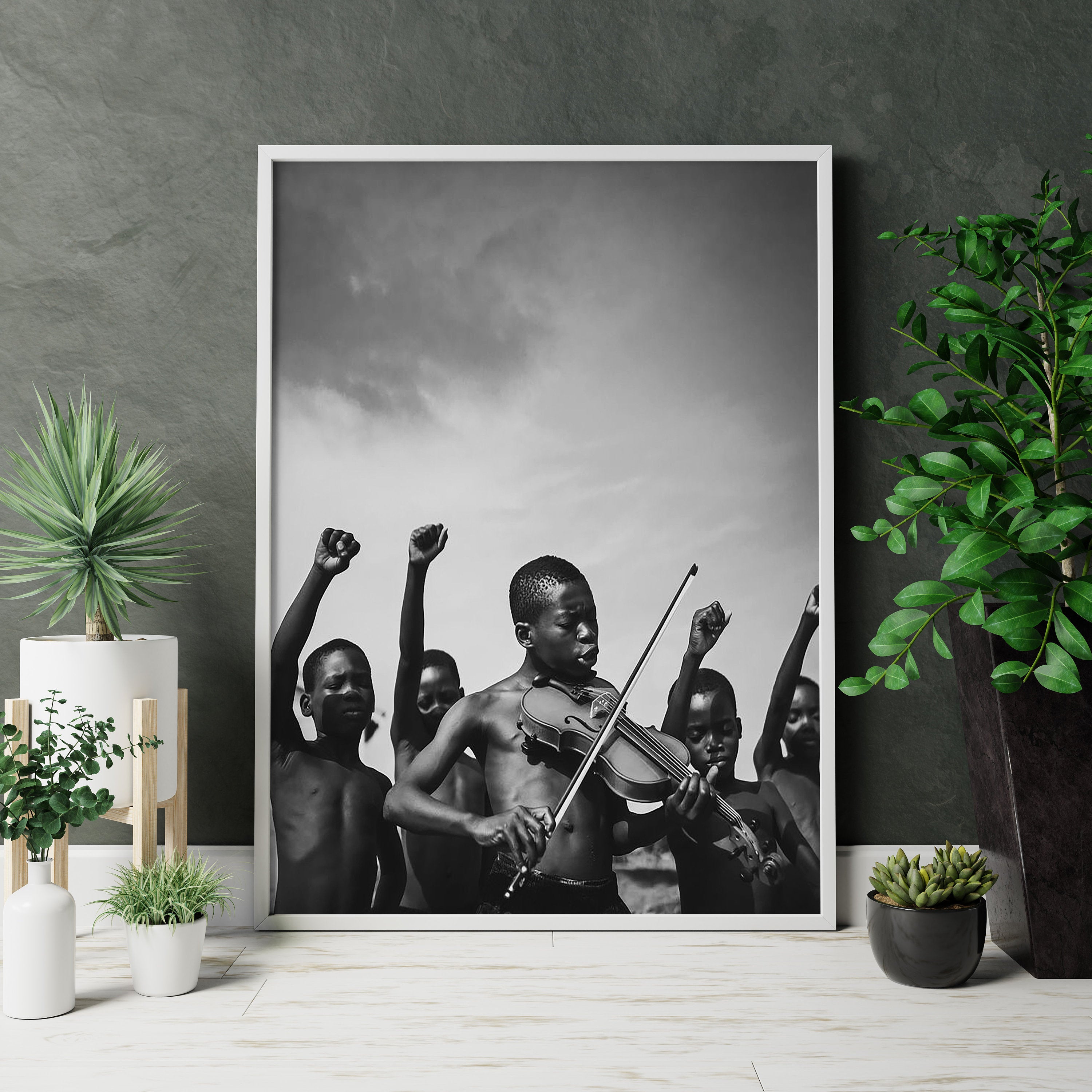 African Children Vintage Photography Canvas Wall Art