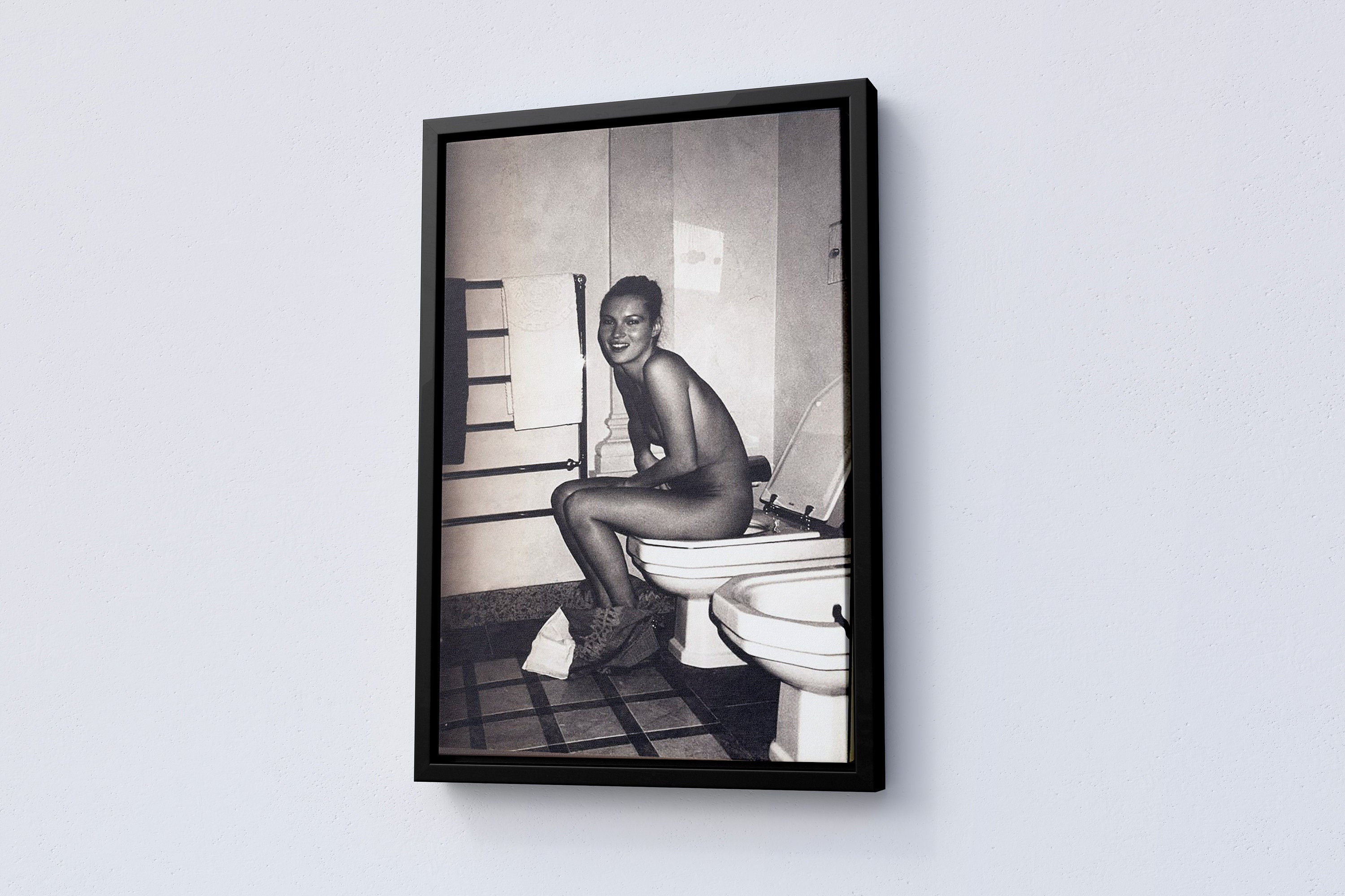 Kate Moss on the Toilet Canvas Print