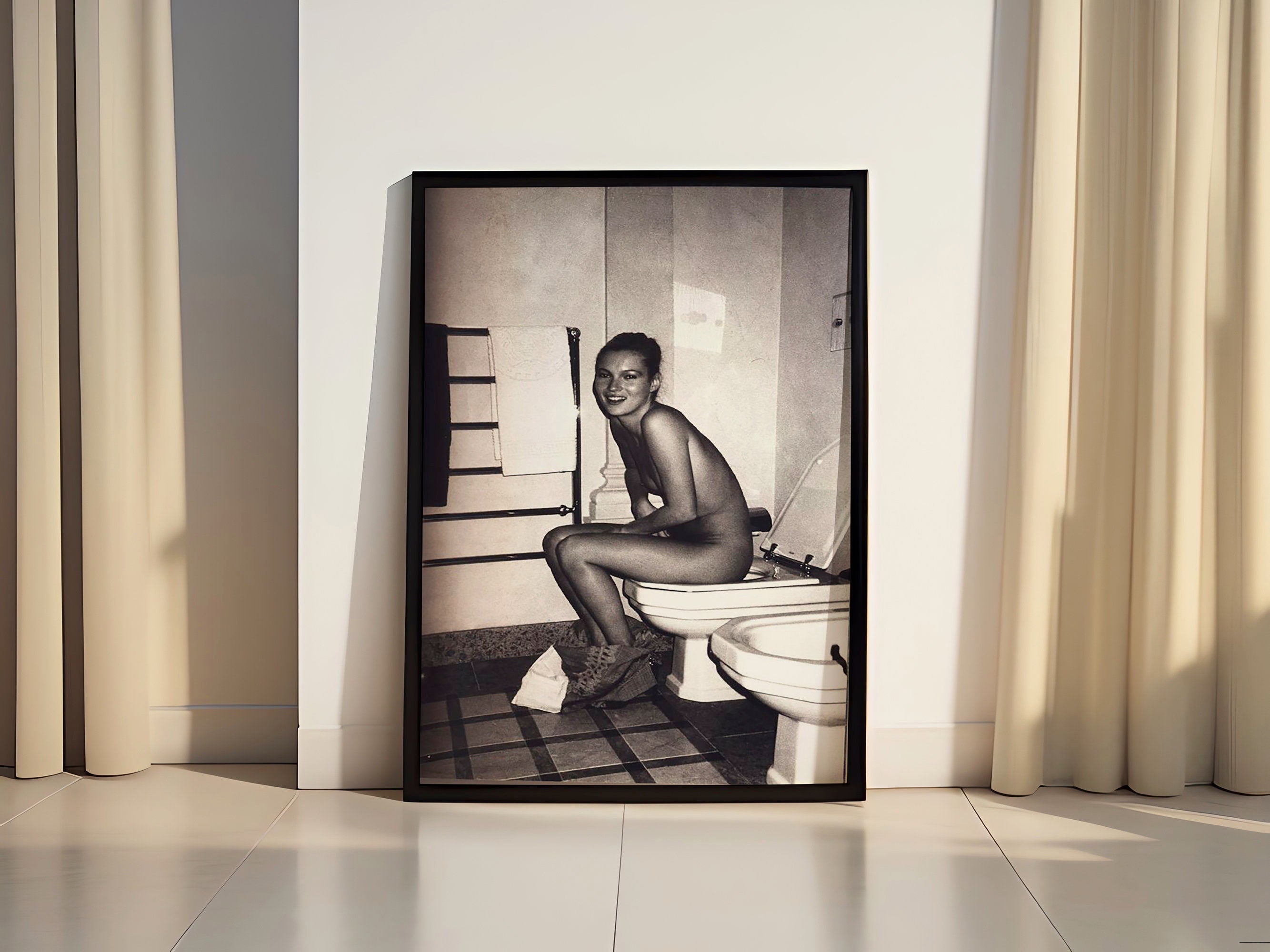 Kate Moss on the Toilet Canvas Print