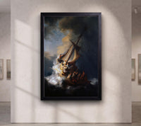 Rembrandt Storm on Sea of Galilee Canvas Art, Classical Oil Painting Print