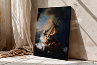 Rembrandt Storm on Sea of Galilee Canvas Art, Classical Oil Painting Print