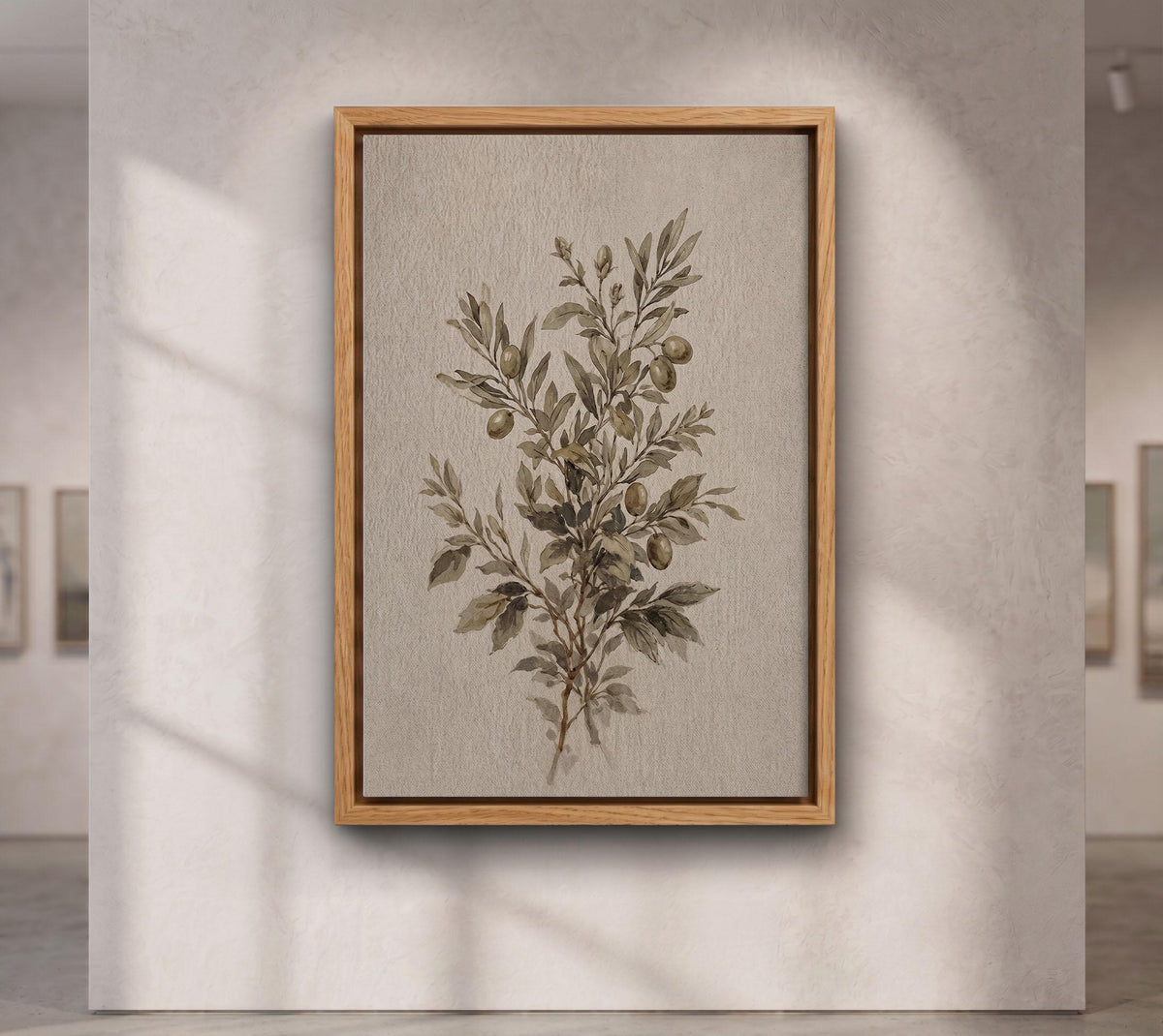 Botanical Olive Branch Art, Olive Green Mediterranean Canvas Print