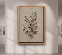 Botanical Olive Branch Art, Olive Green Mediterranean Canvas Print