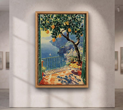 Henri Matisse Open Window , Amalfi Coast Lemon Tree Canvas Art, Vibrant Mediterranean Print