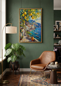 Henri Matisse Style Lemon Tree Amalfi Coast Oil Painting, Mediterranean Positano