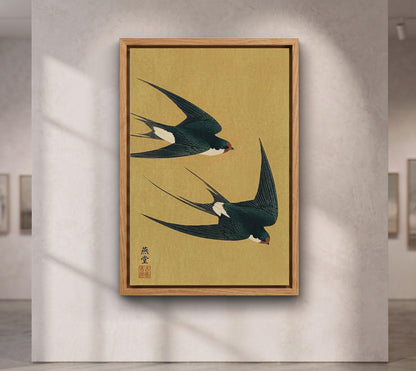 Swallow Bird Art, Japandi Poster, Traditional Asian Animal Wall Decor
