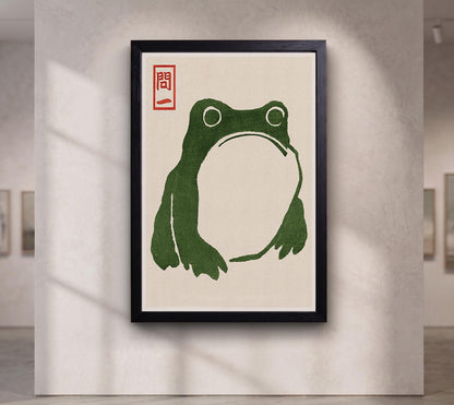 Grumpy Toad Canvas Art, Japanese Frog Ukiyo-e Print