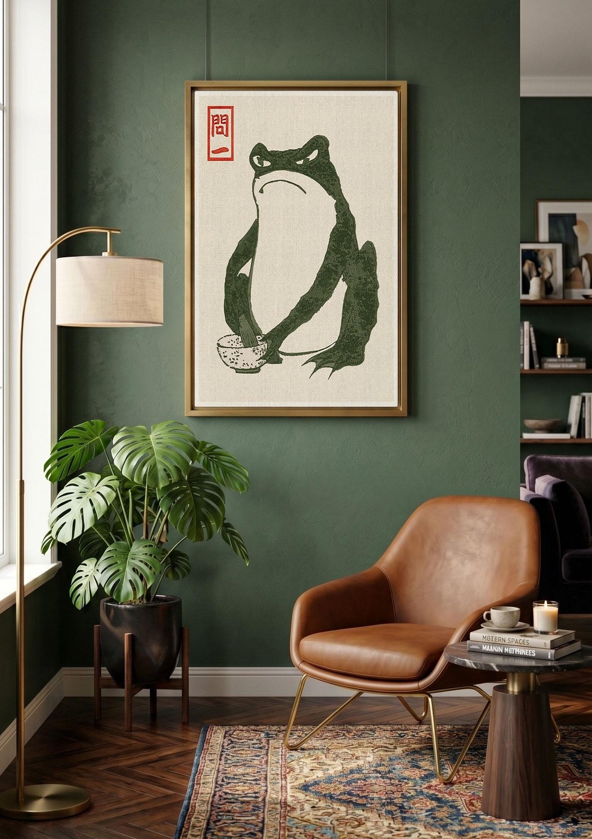 Grumpy Toad Canvas Art, Japanese Frog Ukiyo-e Print